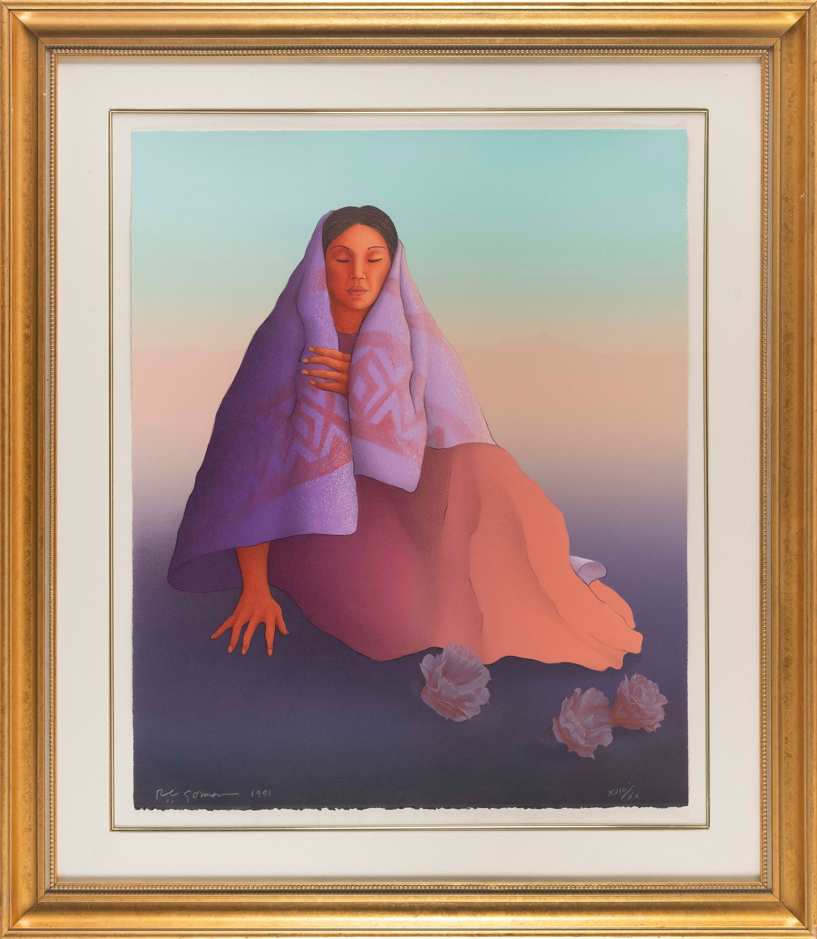 R.C. GORMAN (New Mexico/Arizona/California, 1932-2005), "Desert Bloom"., Lithograph on paper, 31" x  (1 of 2)