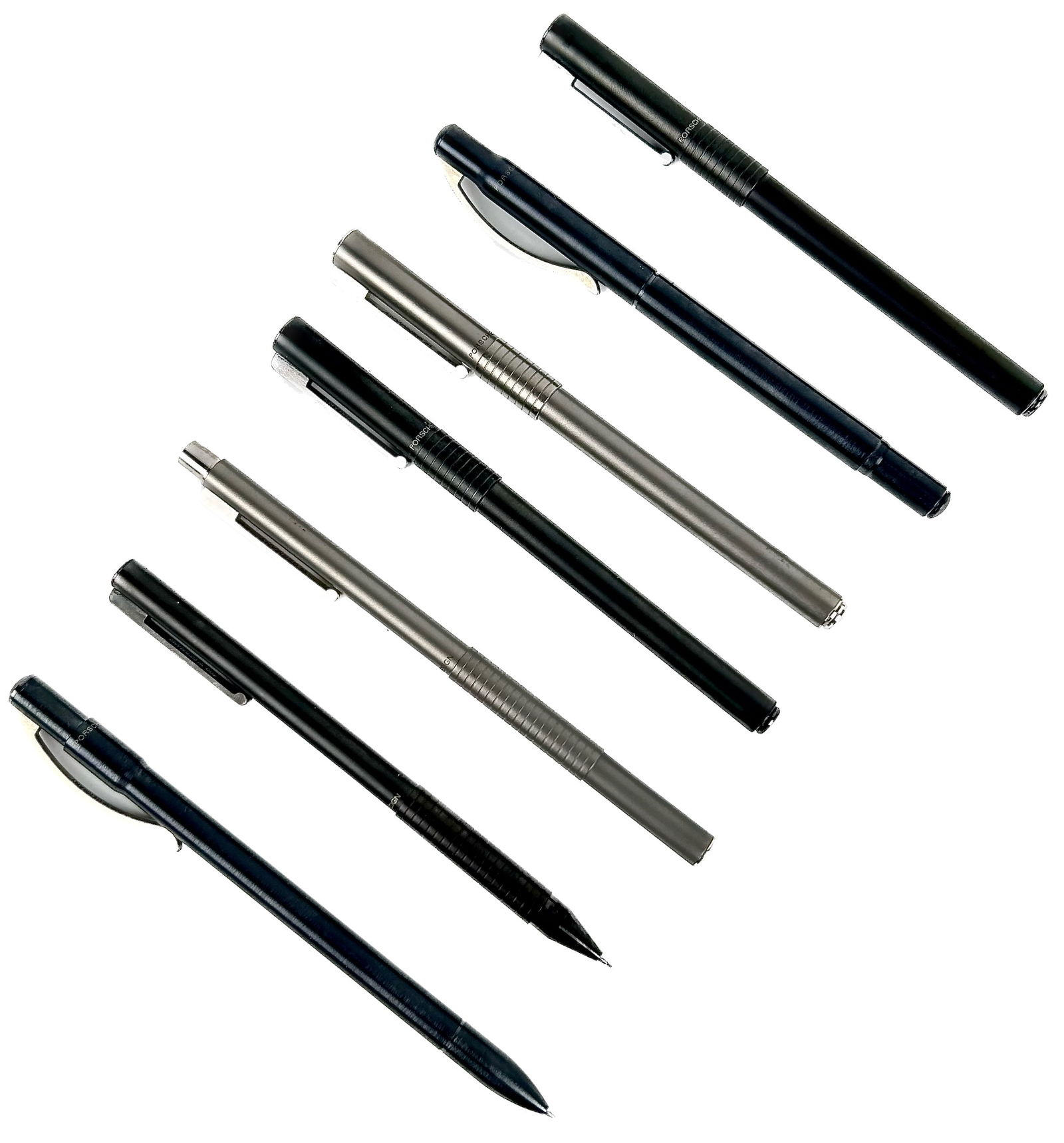 THREE FABER-CASTELL PORSCHE DESIGN PEN AND PENCIL SETS Lengths 5.5" and 5.875". (1 of 2)