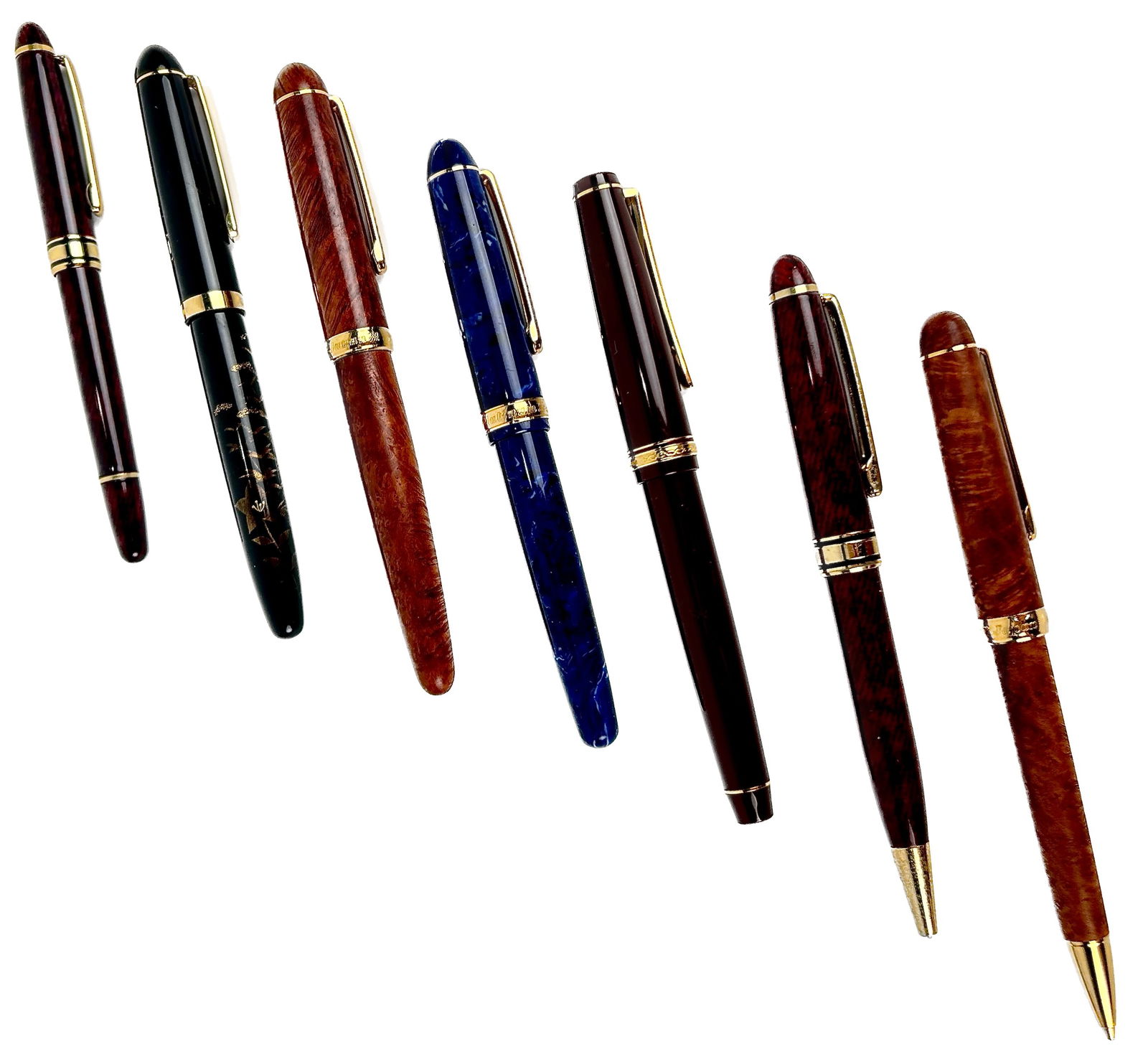 SEVEN ASSORTED PENS AND PENCILS Lengths approx. 5.75". (1 of 2)