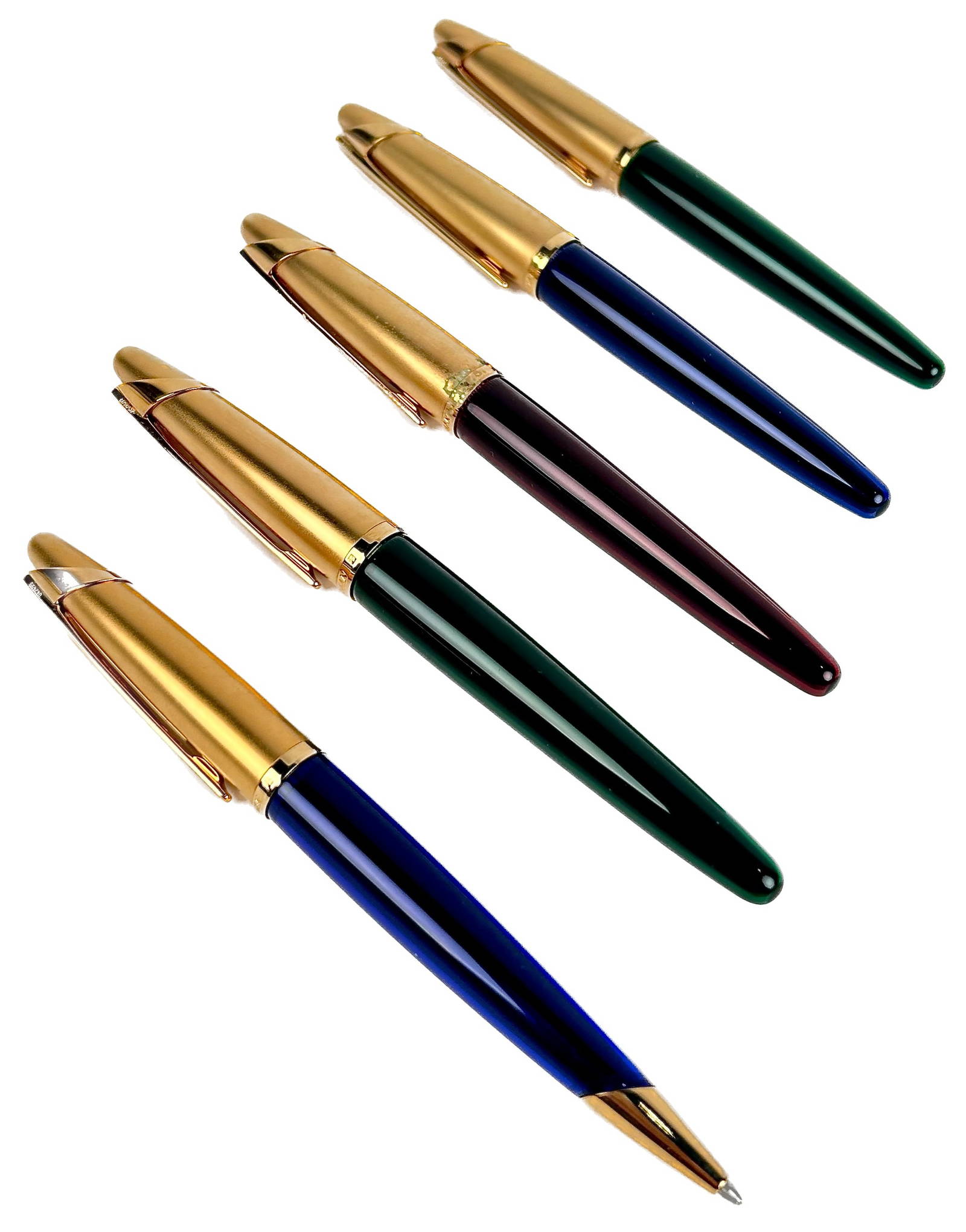 Five Waterman Fountain And Ballpoint Pens Lengths Approx. 6”. Auction