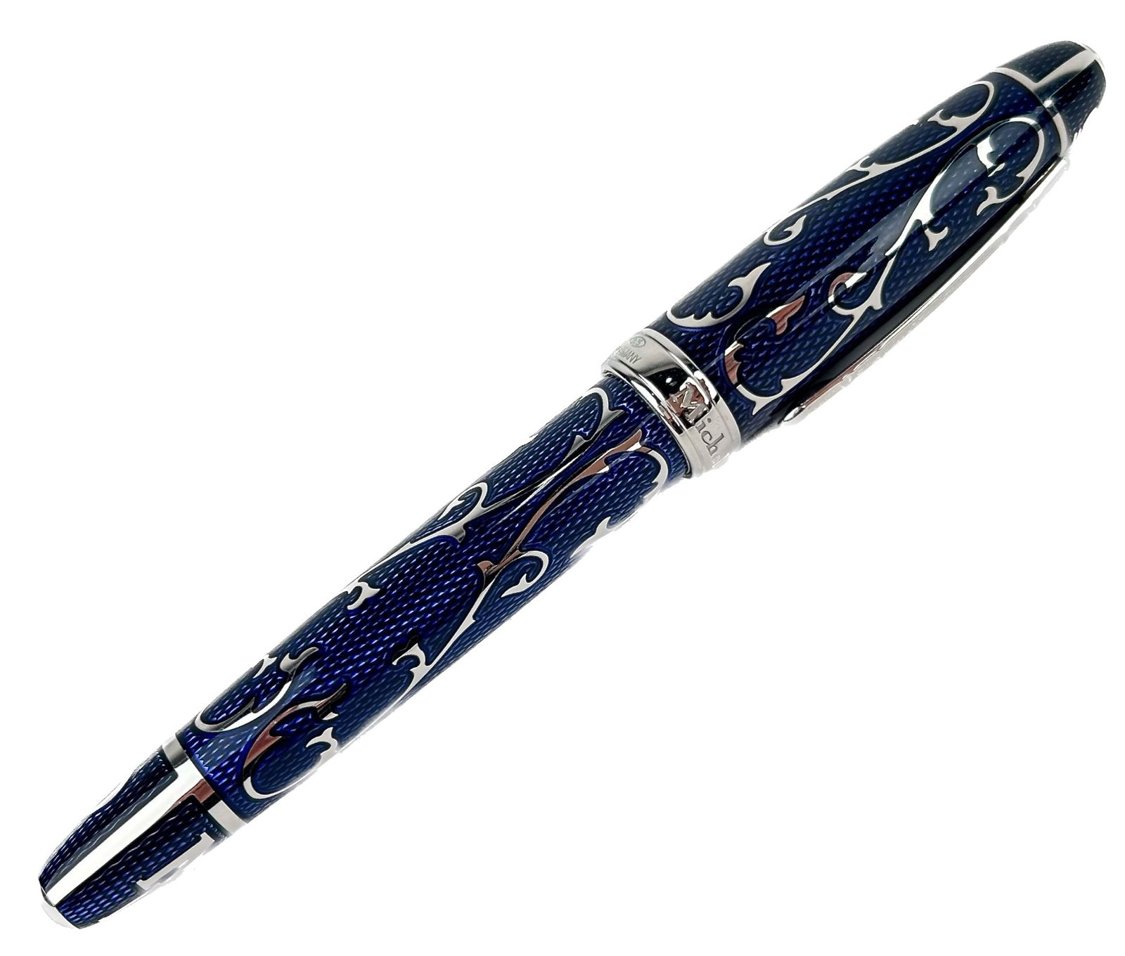 MICHEL PERCHIN BLUE MONOGRAM LIMITED EDITION FOUNTAIN PEN Length 5.75". (1 of 2)