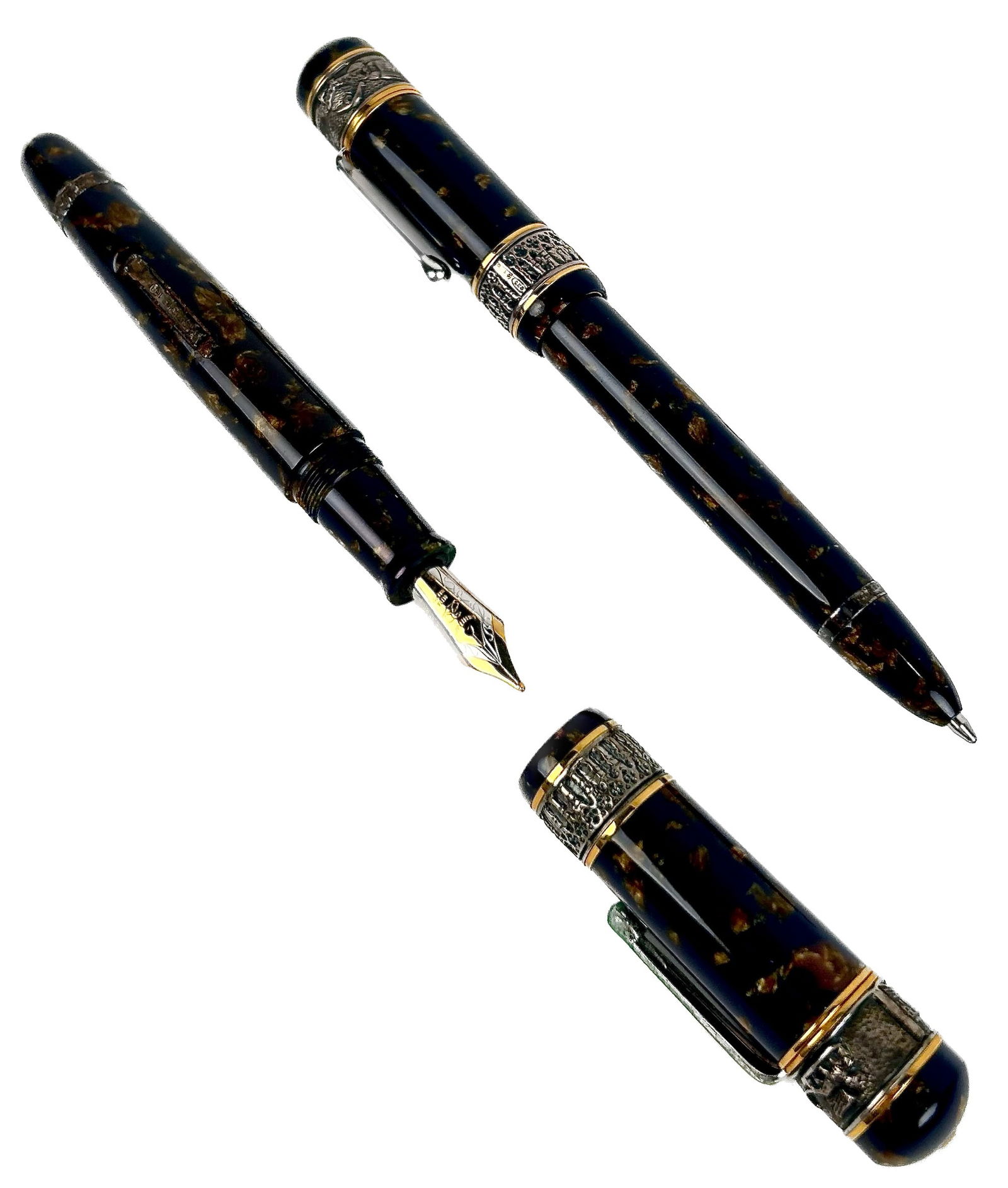 DELTA VENEZIA LIMITED EDITION FOUNTAIN AND BALLPOINT PENS Lengths approx. 5.75". (1 of 1)