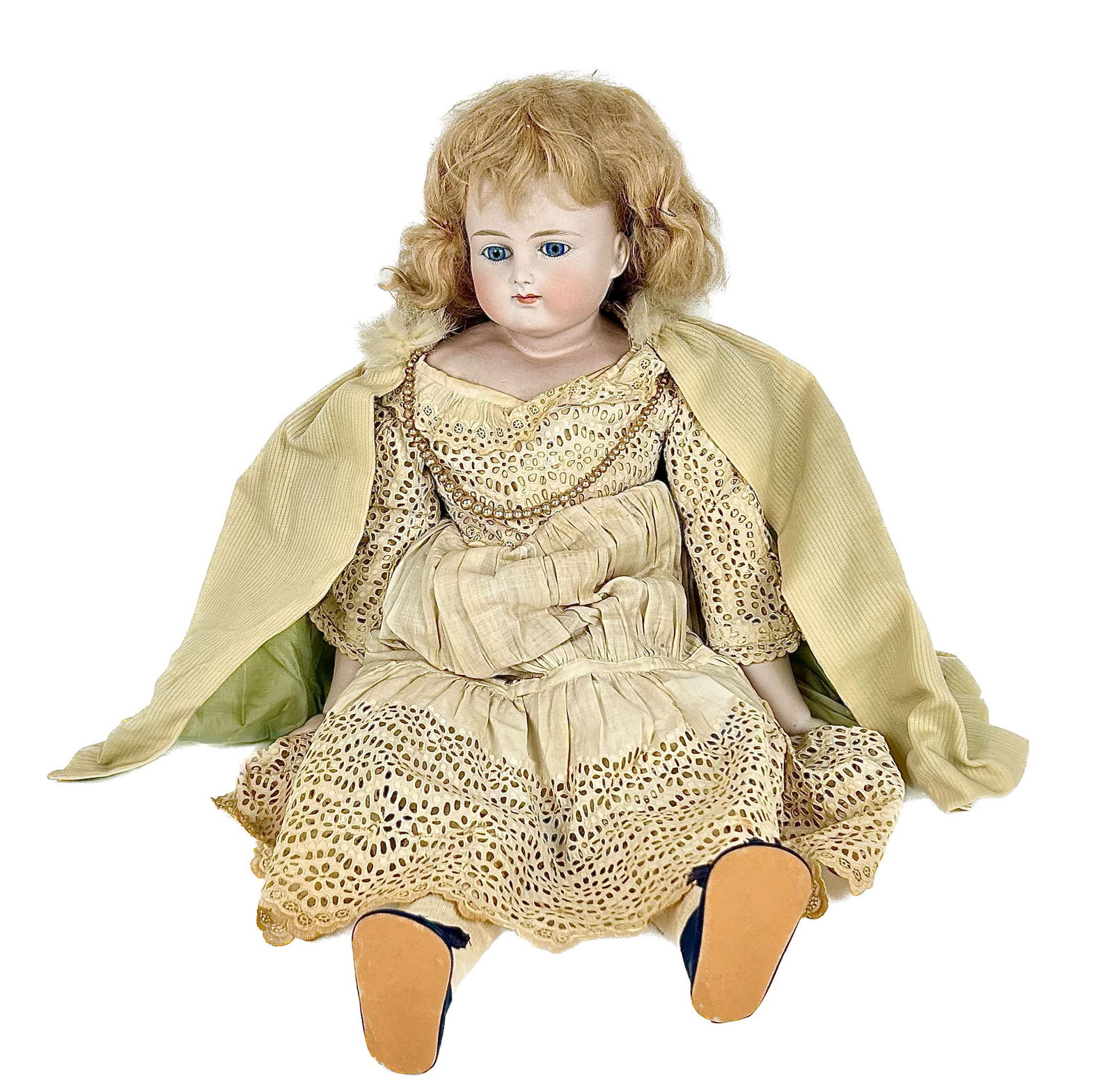 GERMAN BISQUE-HEAD DOLL Circa 1910 Height 22". (1 of 5)