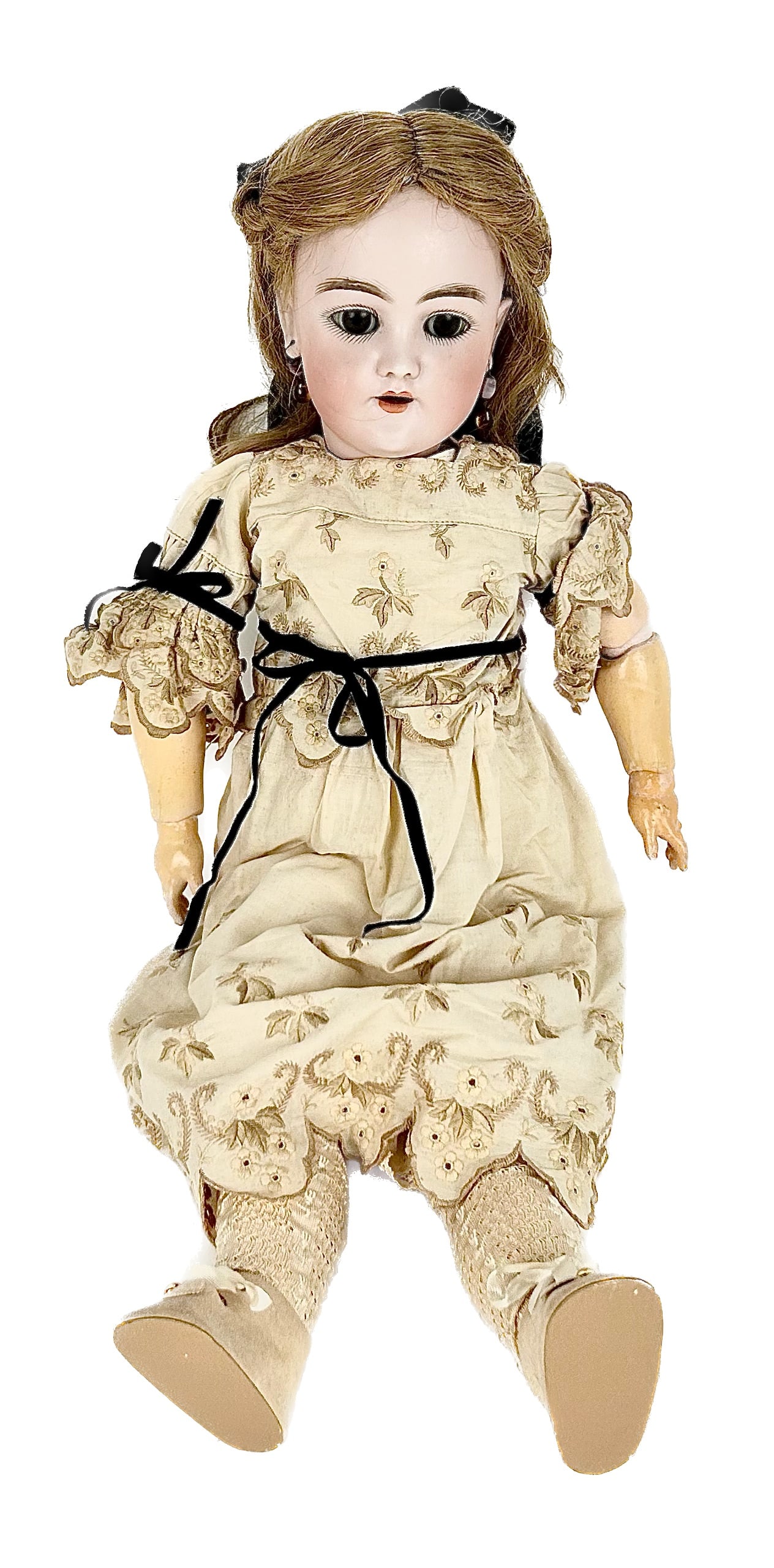 GERMAN HEINRICH HANDWERCK BISQUE-HEAD DOLL Circa 1910 Height 18". (1 of 4)