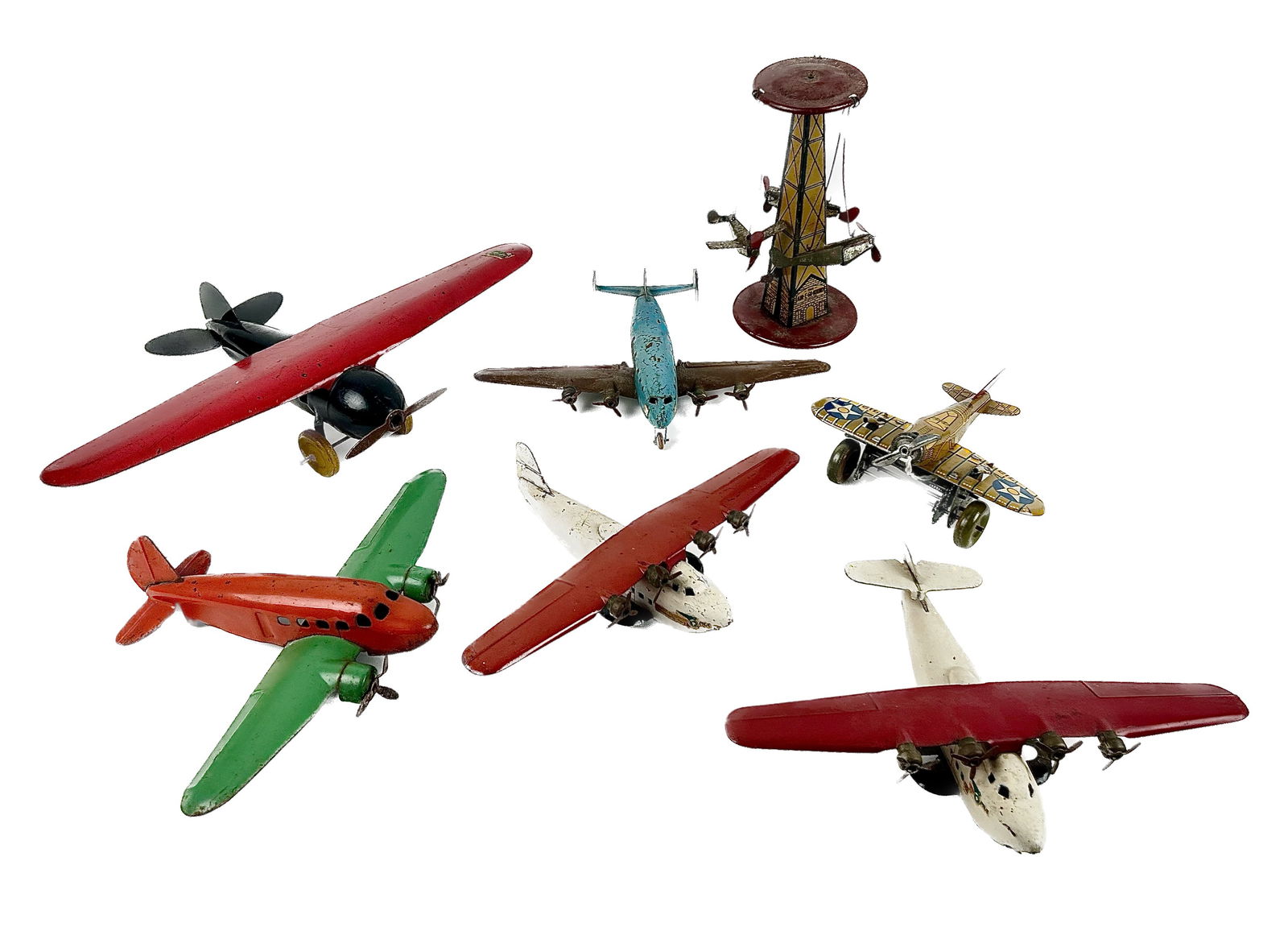 SEVEN AIRPLANE TOYS 20th Century Lengths from 7" to 18". (1 of 5)