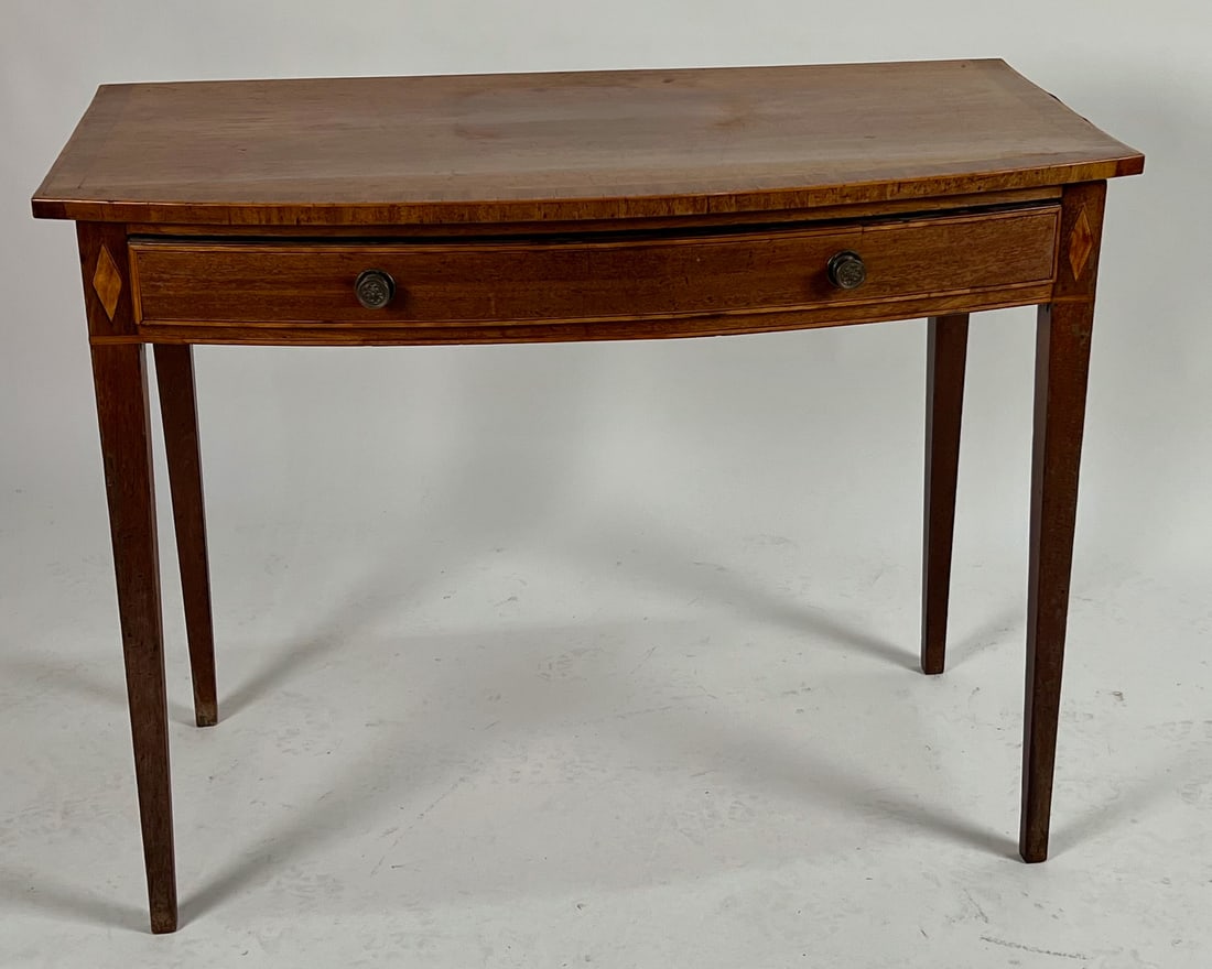 HEPPLEWHITE BOWFRONT HALL TABLE 19th Century Height 28î. Width 36î. Depth 19.5î. (1 of 4)