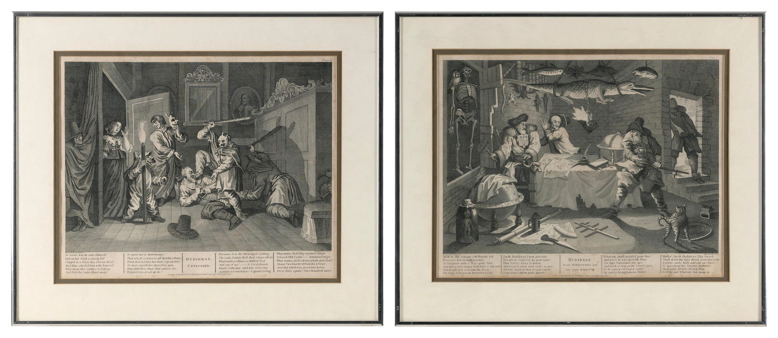 WILLIAM HOGARTH (England, 1697-1764), Two engravings from Hudibras by Samuel Butler:, 11" x 14" (1 of 2)
