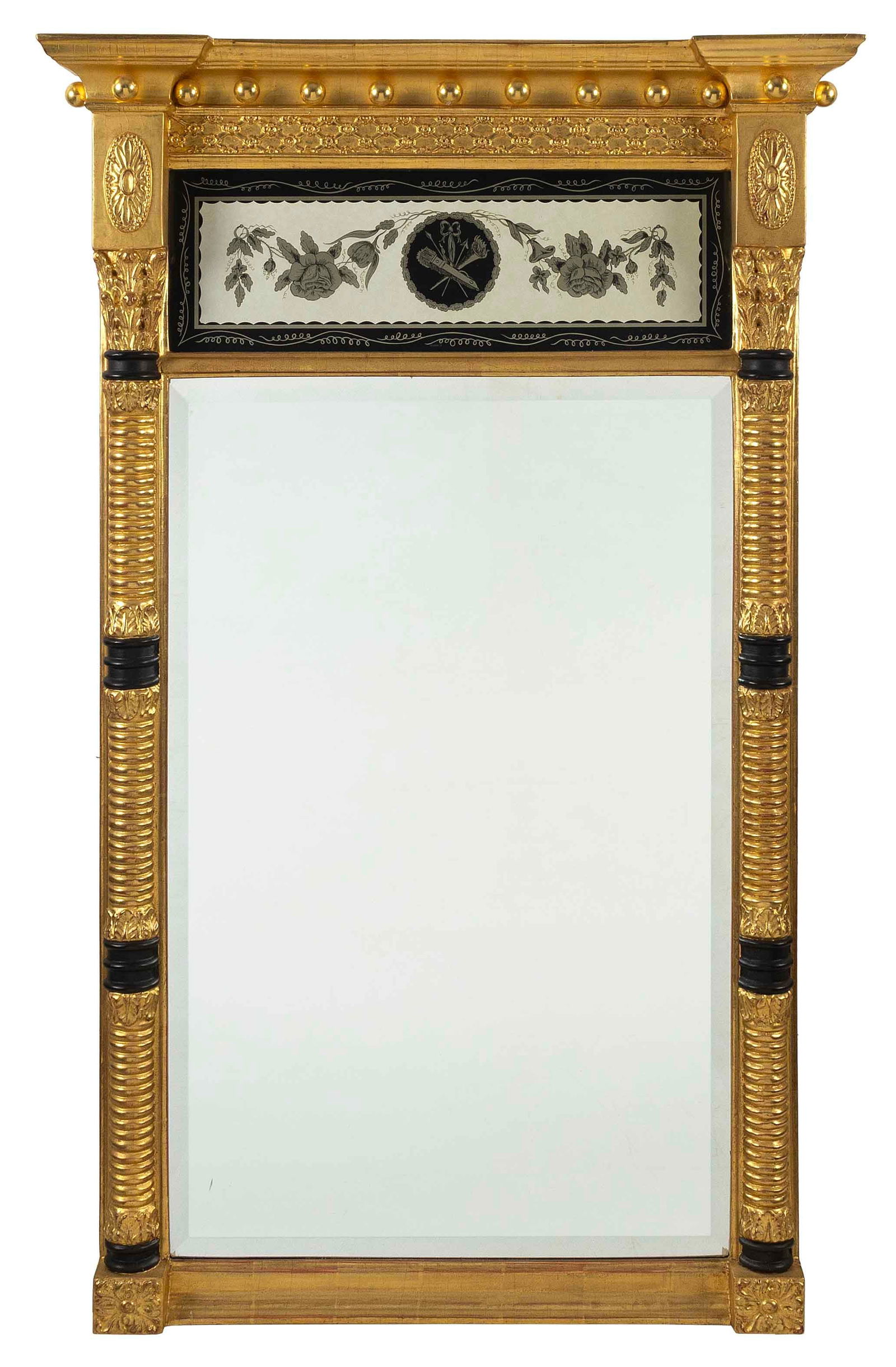 NEOCLASSICAL-STYLE EGLOMISE MIRROR 20th Century Height 49î. Width 30î. Depth 4î. (1 of 1)