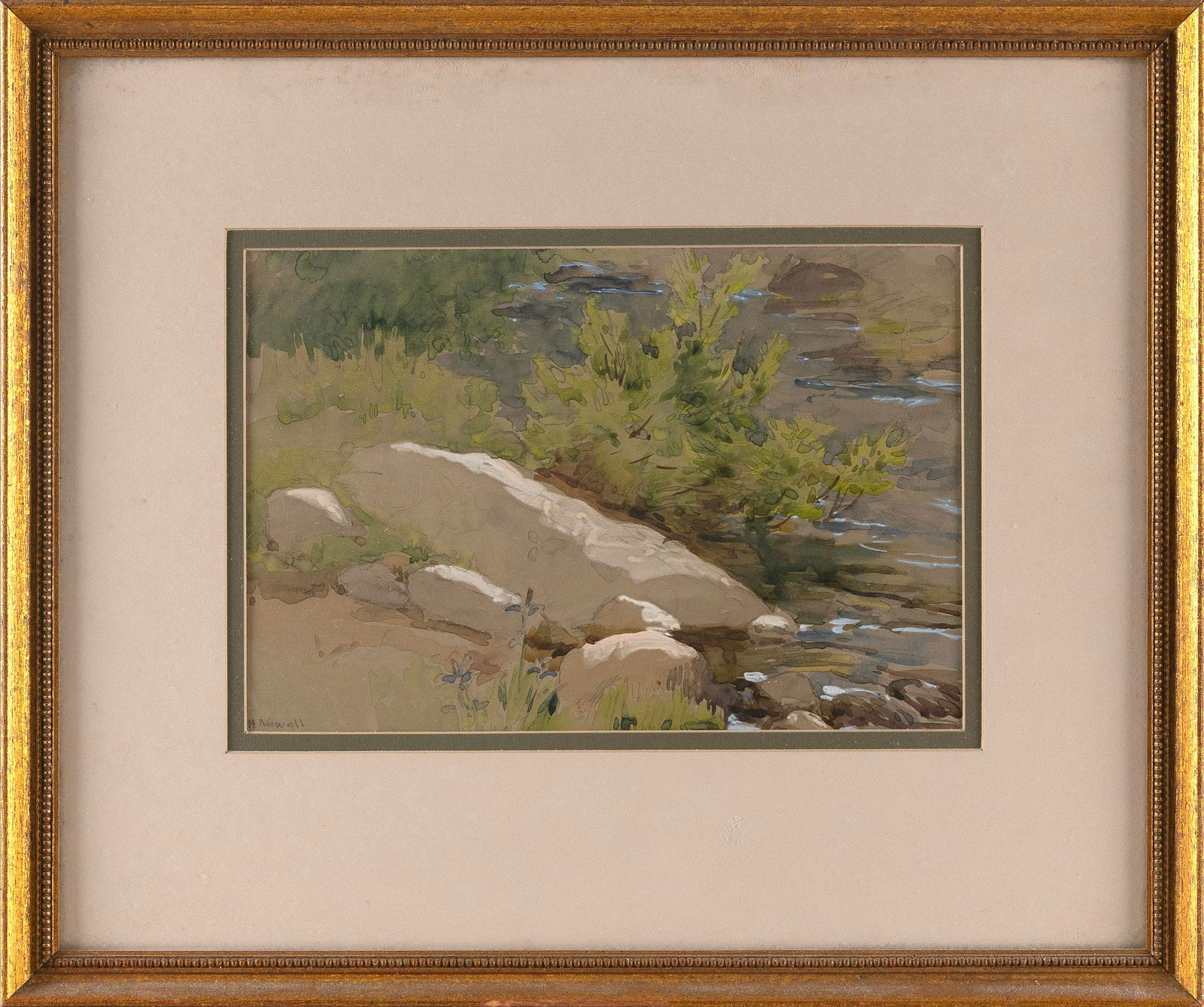 HUGH NEWELL (Maryland/New Jersey, 1830-1915), Study of a brook., Watercolor on paper, 8î x (1 of 2)