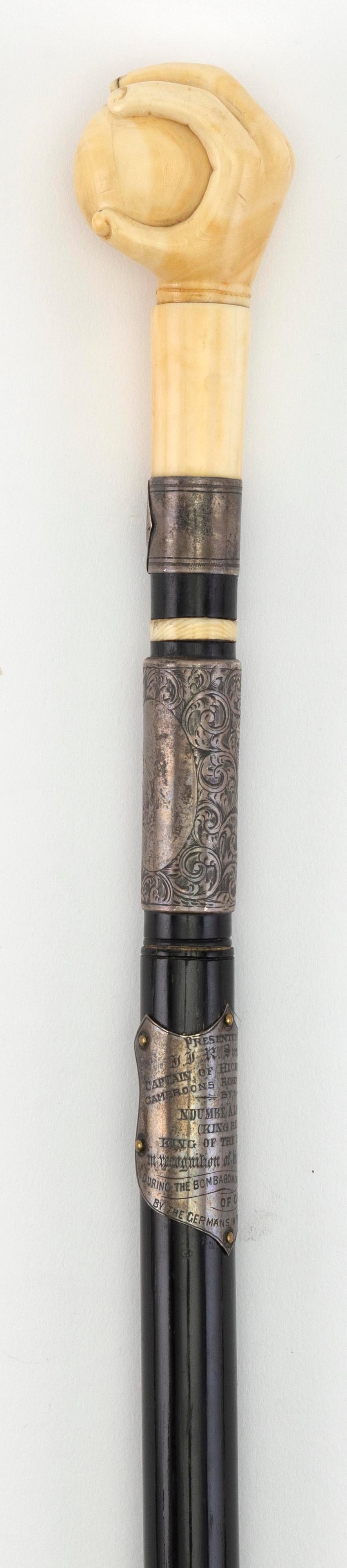 BALL-IN-HAND CANE 19th Century Length 36.25". (1 of 3)