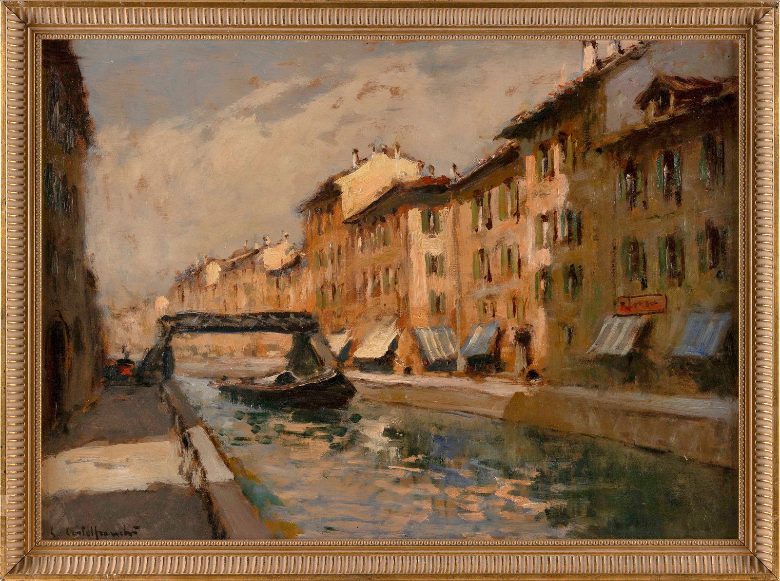 CIRANO CASTELFRANCHI (Italy, 1912-1973), Milan, 1946., Oil on board, 19.5" x 27.5". Framed 22" x (1 of 2)