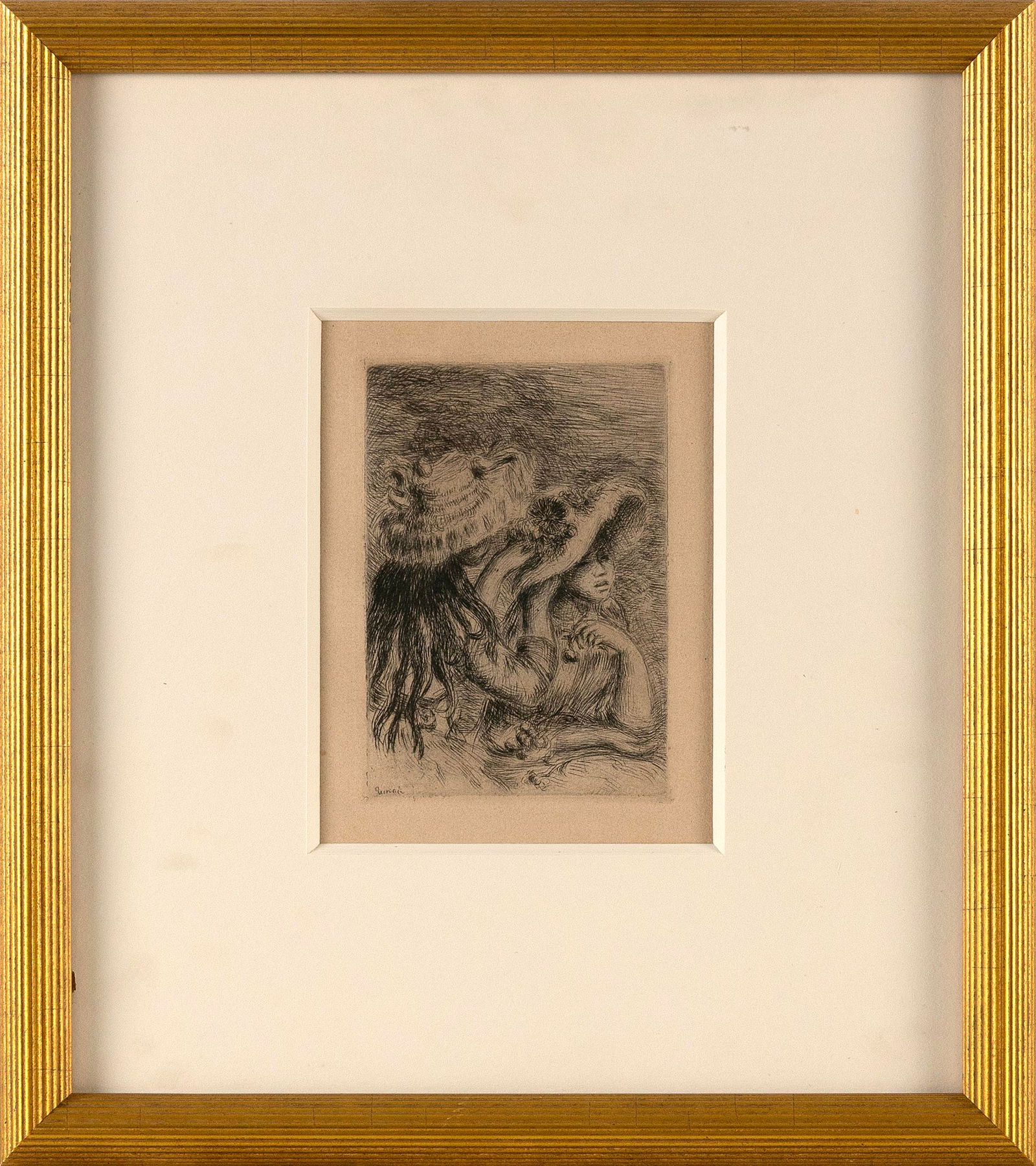 PIERRE-AUGUSTE RENOIR (France, 1841-1919), ìLe Chapeau Epingle (3re planche)î., Etching on (1 of 2)