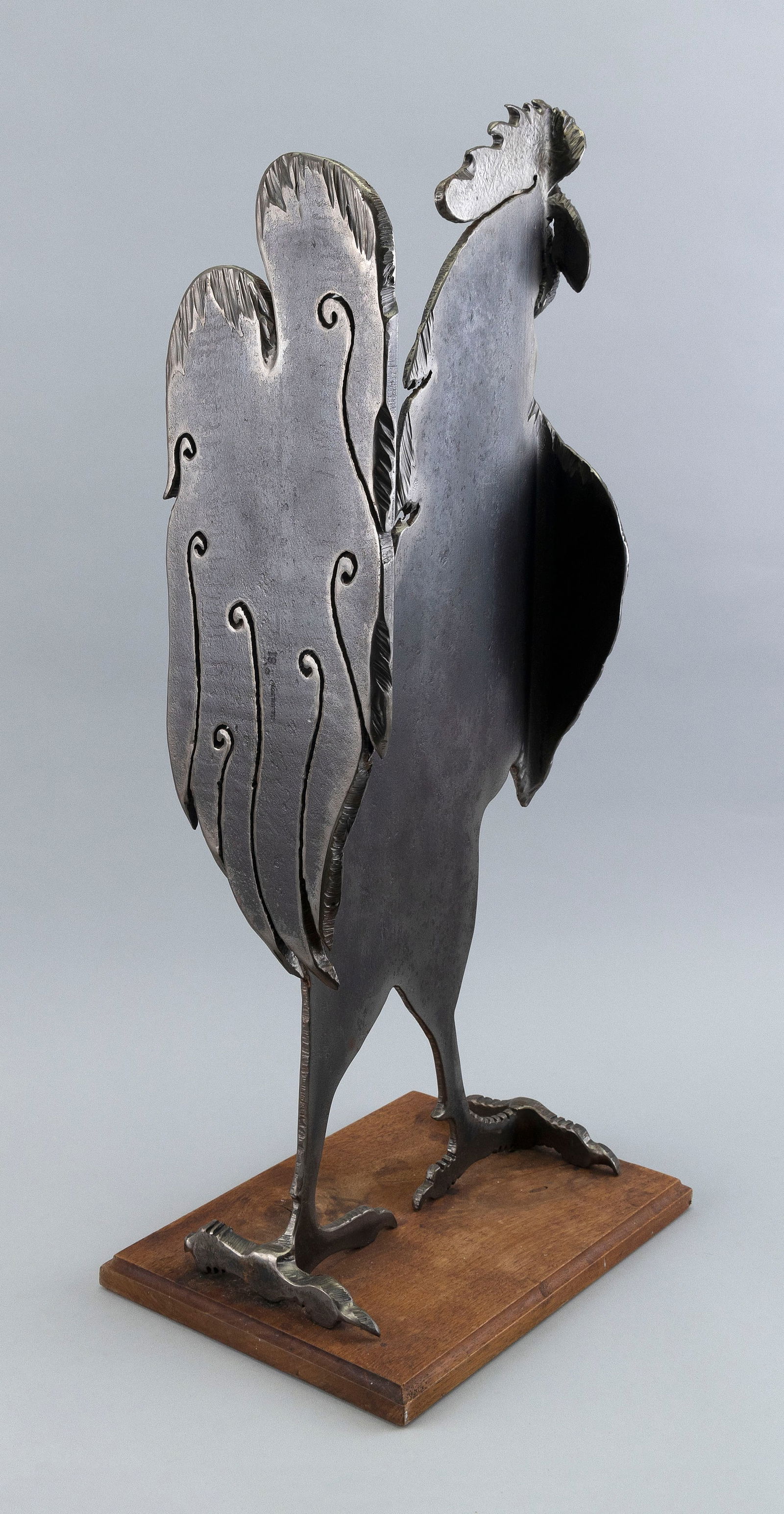 ALBERT LEON WILSON (New York, 1920-1999), Rooster sculpture., Steel. Height 26.5". Length 12". Width (1 of 3)