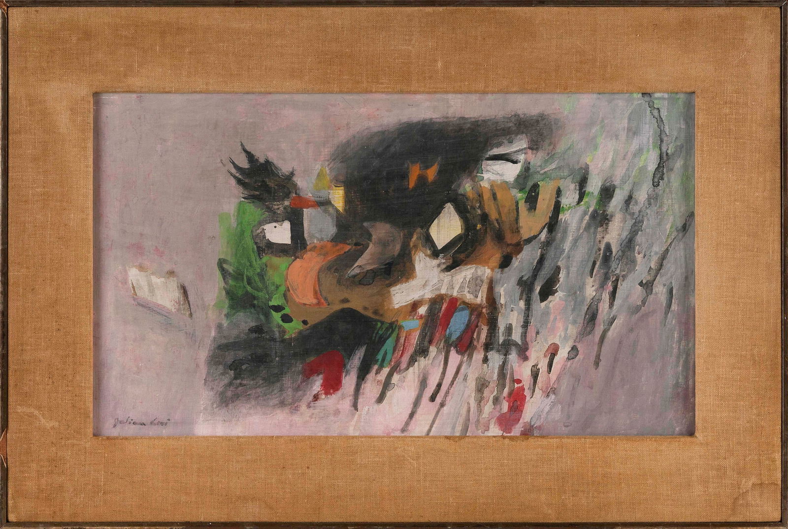 JULIAN EDWIN LEVI (Pennsylvania/New York, 1900-1982), "Phoenix"., Casein on board, 11" x 19". Framed (1 of 2)