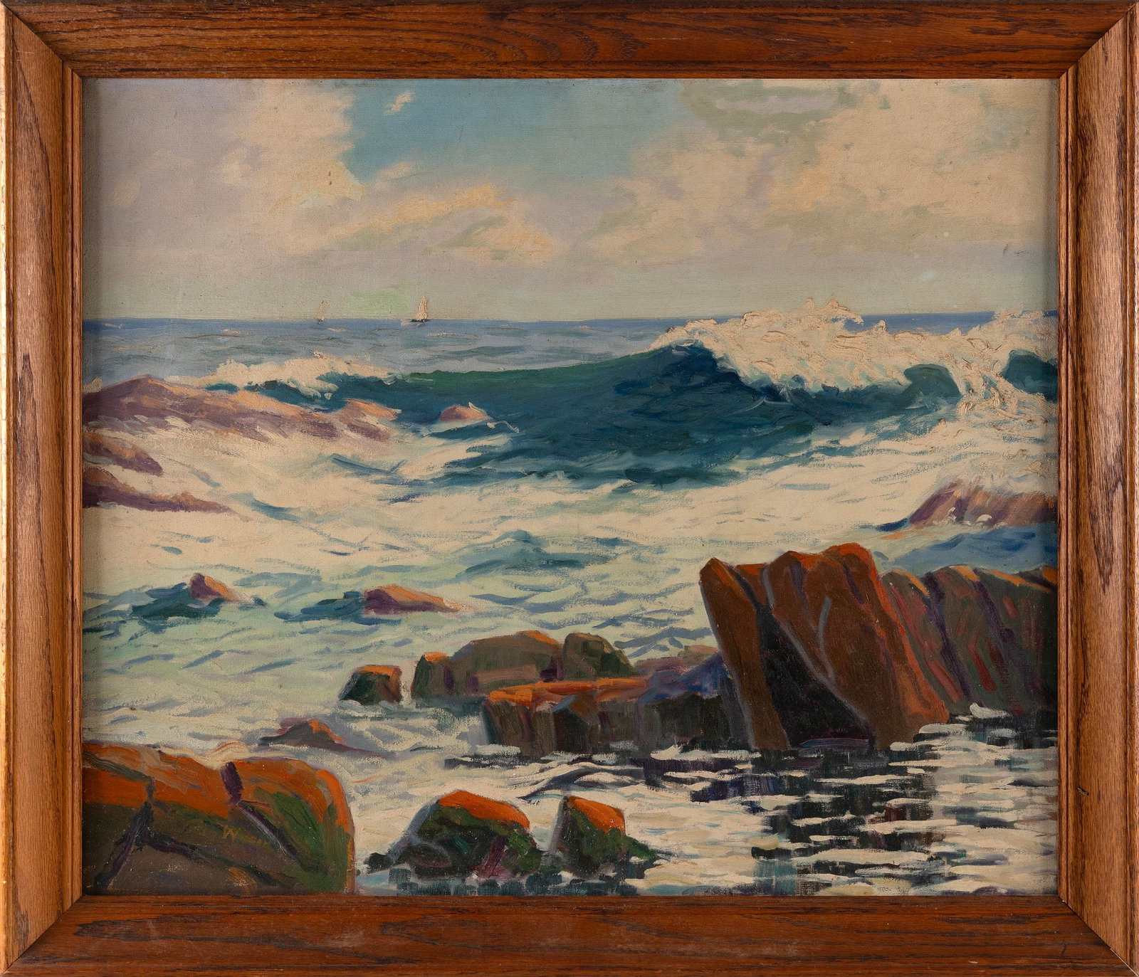 ROY WILSON (20th Century,), Seascape., Oil on canvas, 25î x 30î. Framed 29î x 34î: ROY WILSON 20th Century Seascape. Signed lower tight "Roy Wilson". Oil on canvas, 25î x 30î. Framed 29î x 34î.