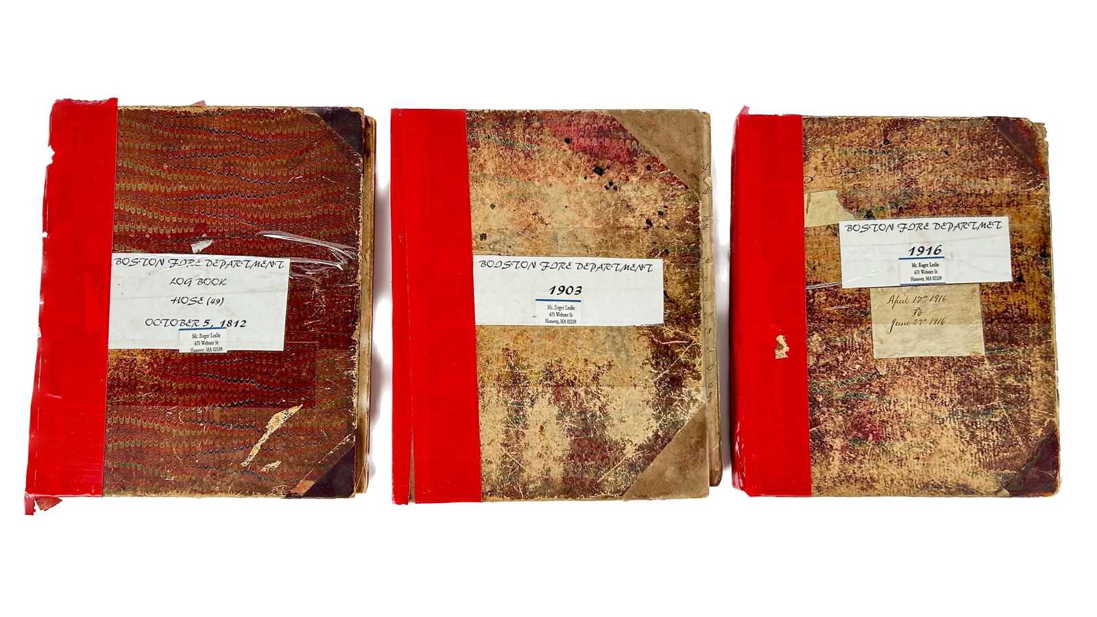 THREE BOSTON FIRE LOGBOOKS Early 20th Century (1 of 3)