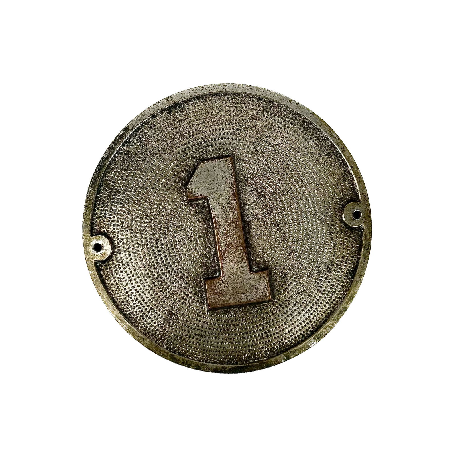 STEEL #1 PLATE OFF A LADDER TRUCK 19th Century Diameter 6.5". (1 of 1)