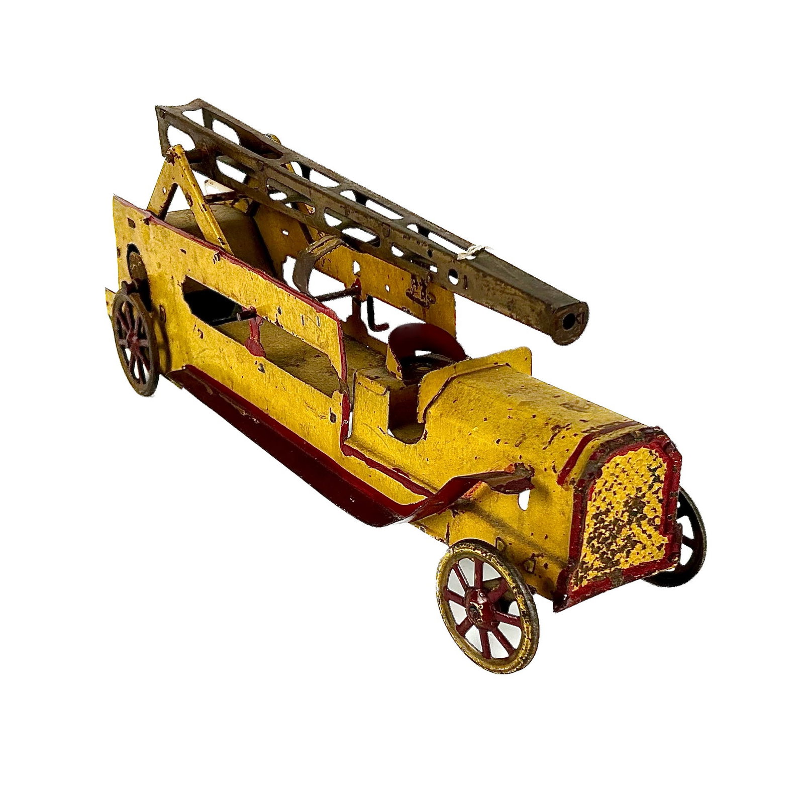 PRESSED STEEL LADDER TRUCK TOY Early 20th Century Length 19". (1 of 5)