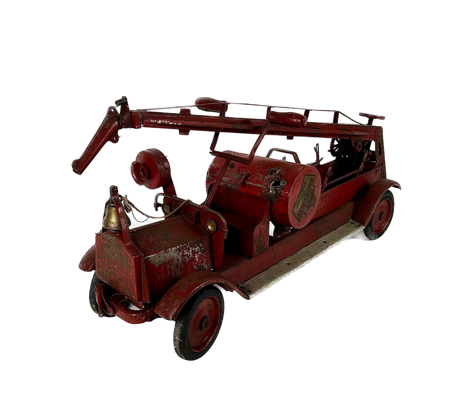 KEYSTONE PRESSED STEEL WATER TOWER TRUCK TOY Early 20th Century Length 30". (1 of 5)