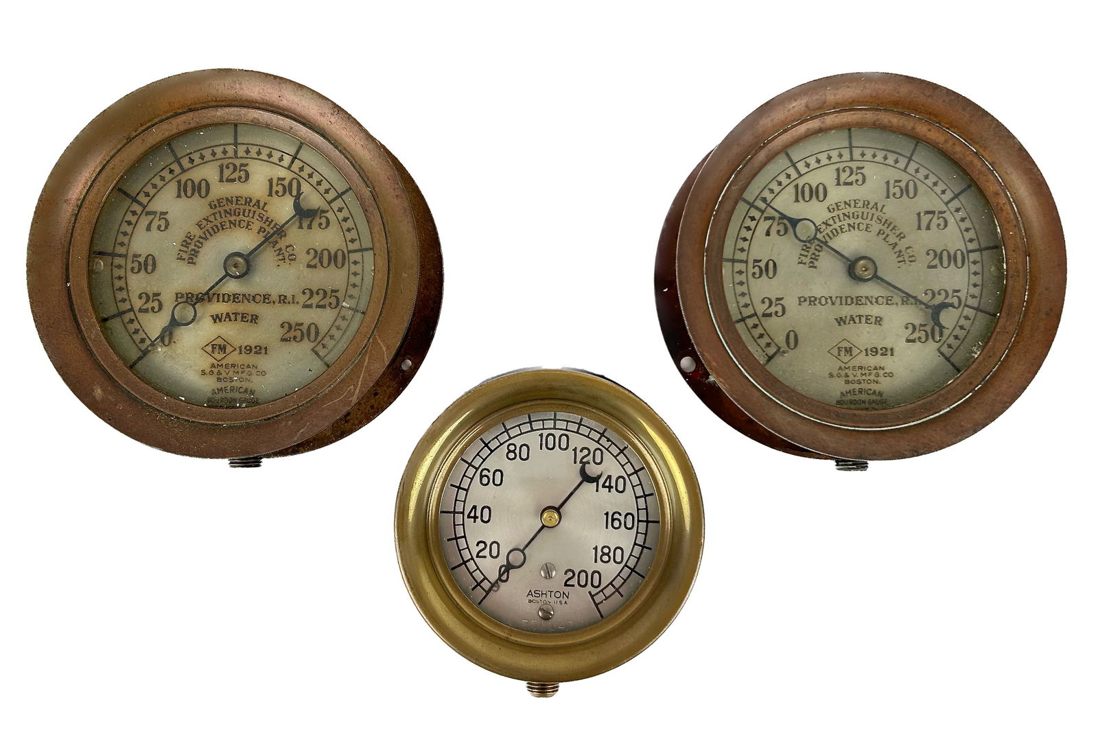 THREE STEAM GAUGES 19th/Early 20th Century Diameters 4.5" and 6". (1 of 1)