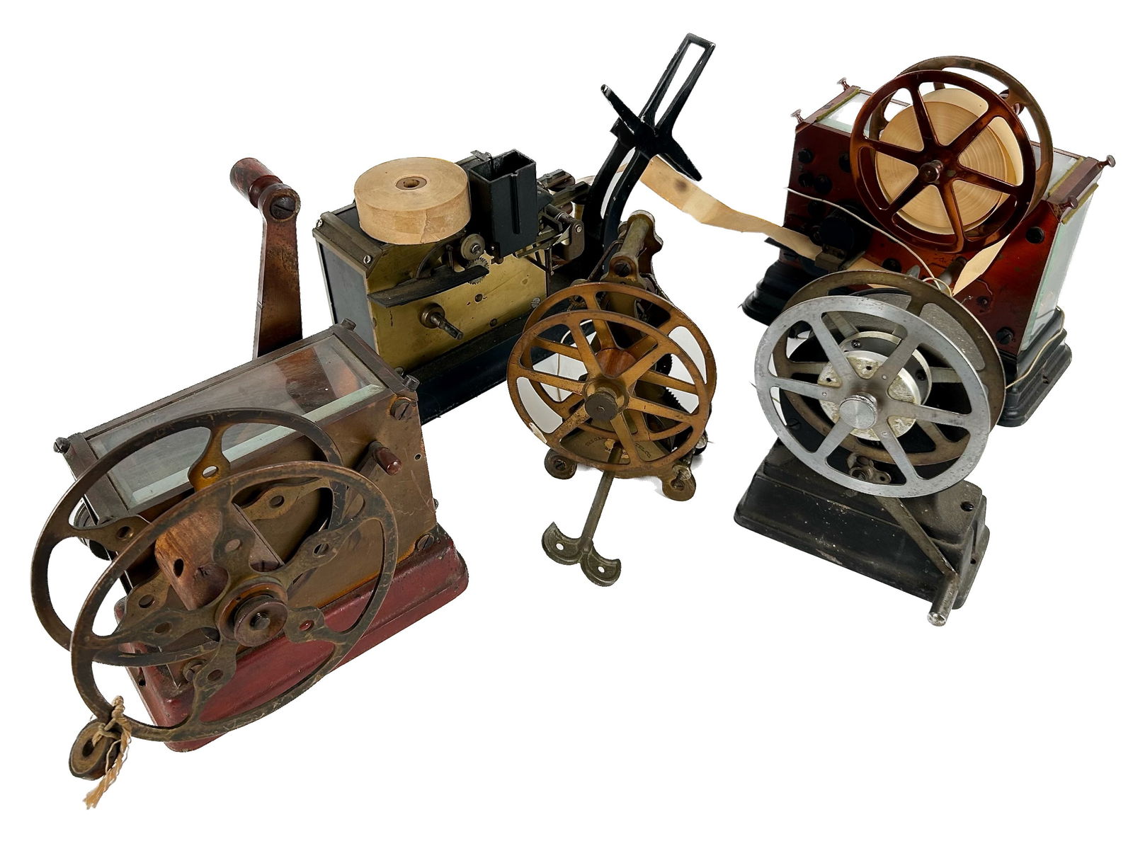 FIVE FIRE HOUSE ALARM TELEGRAPHS Early 20th Century Heights from 7" to 9". (1 of 3)