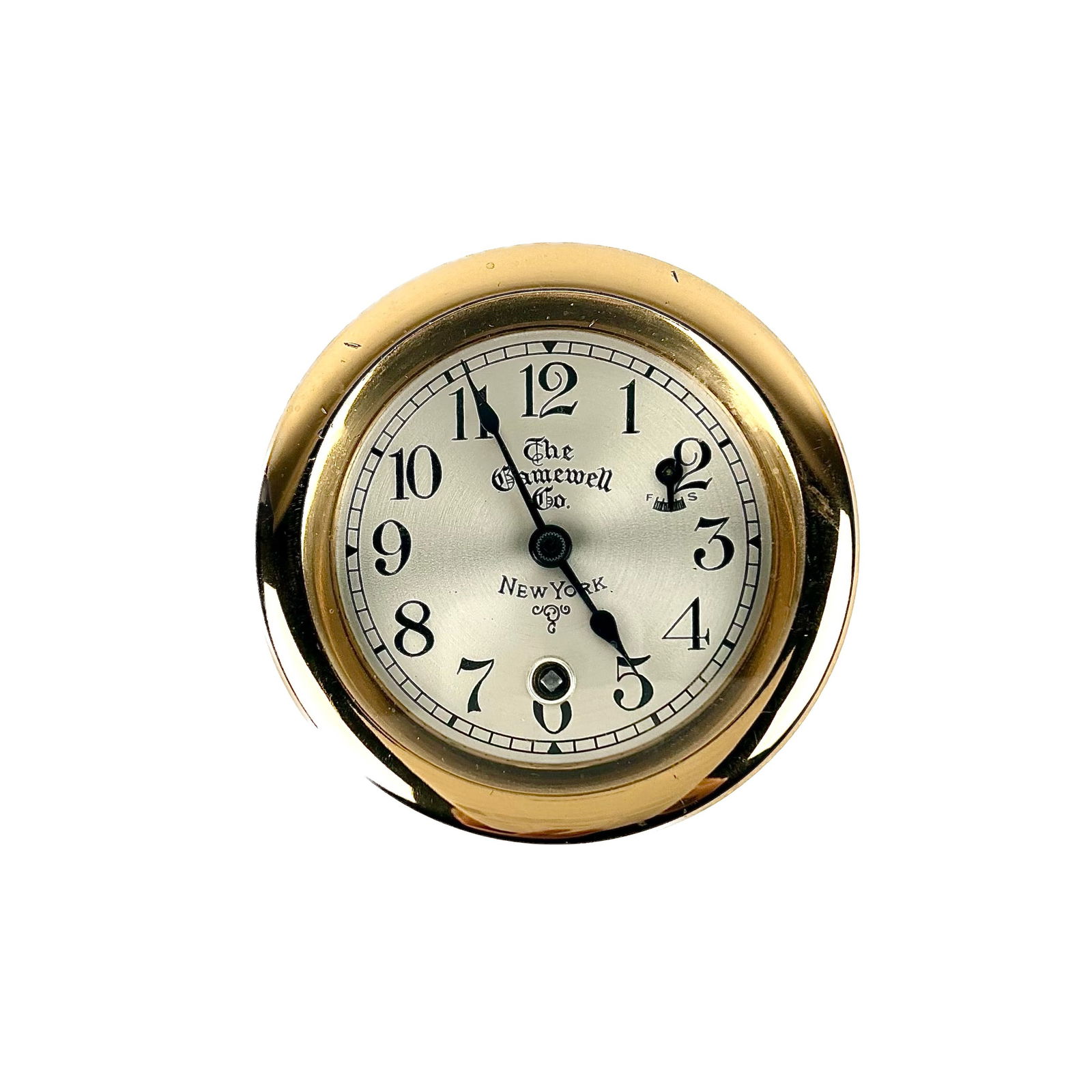 GAMEWELL CLOCK, POSSIBLY FOR A FIRE ALARM RECEIVING BOX Circa 1920 Dial diameter 3". (1 of 2)