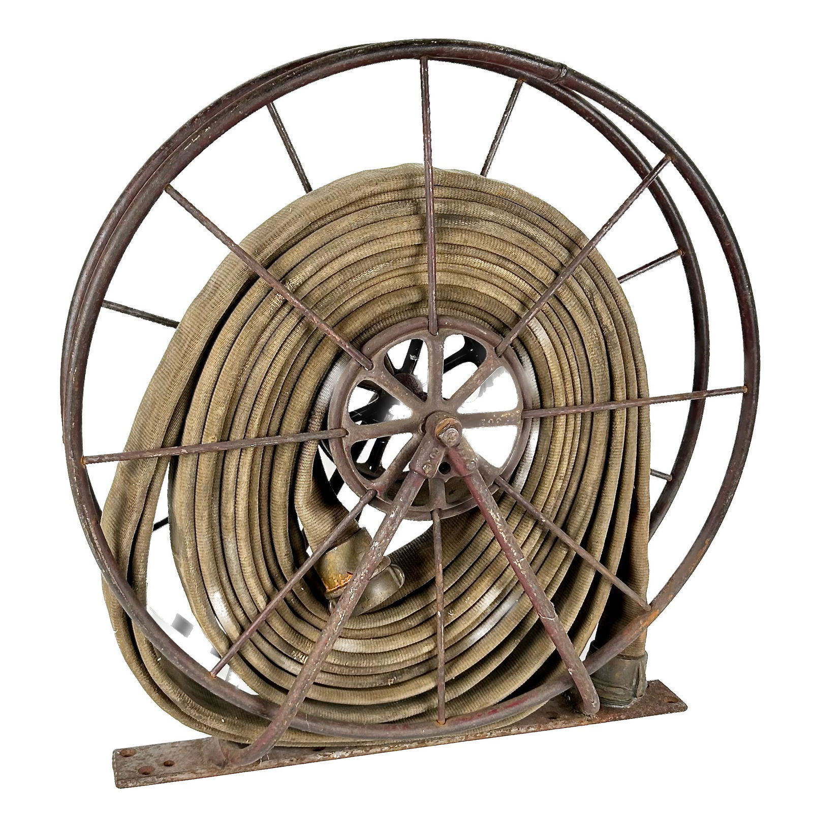 LARGE CAST IRON FIRE HOSE REEL 19th/20th Century Height 27". (1 of 1)