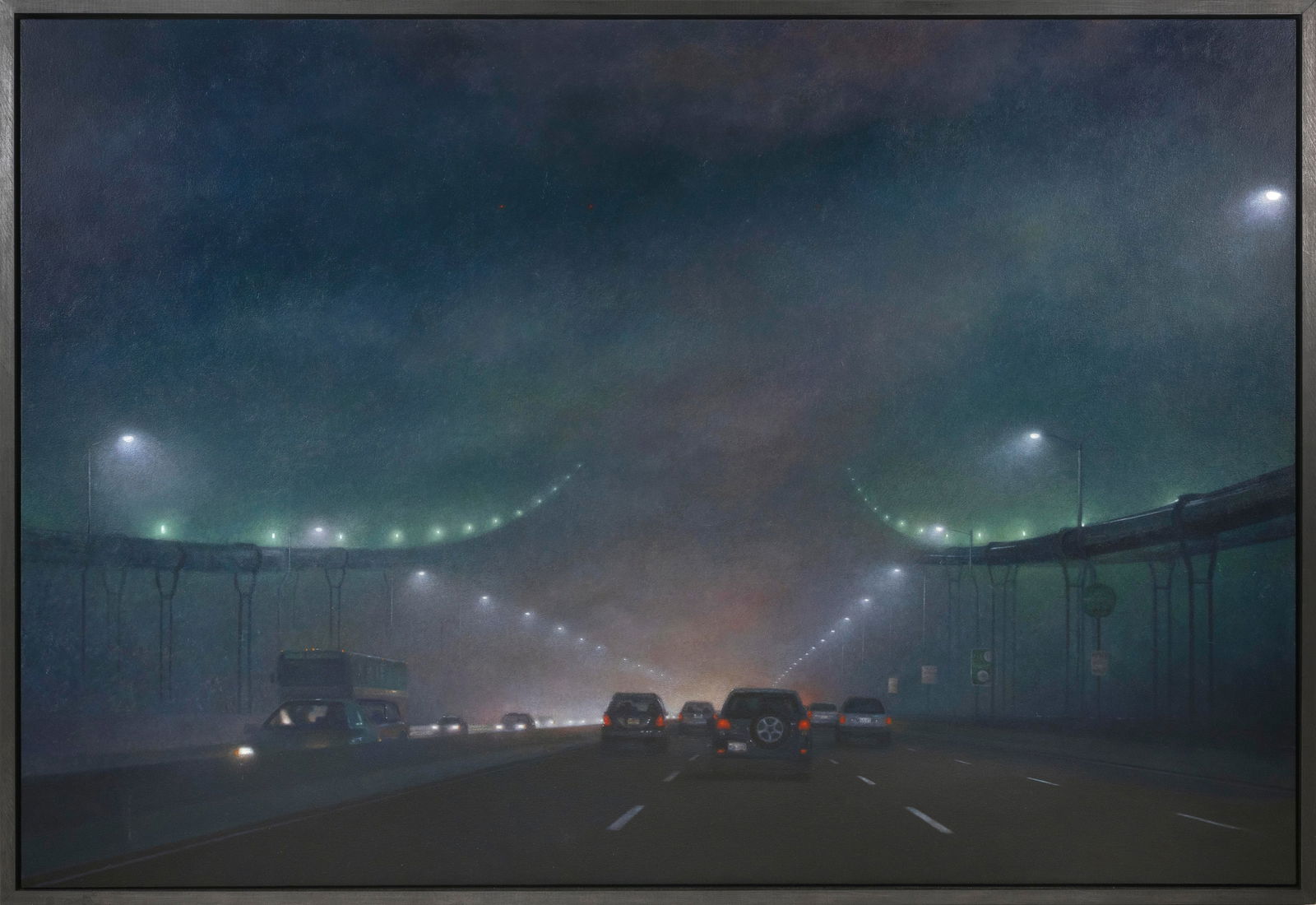 STEPHEN FOX (Virginia, 1957-), "Crossing the Hudson", 2004-2005., Oil on canvas, 44.5" x 64". Framed: STEPHEN FOXVirginia, 1957-"Crossing the Hudson", 2004-2005. Signed "Fox” lower right. Signed, titled and dated on upper stretcher bar.Oil on canvas, 44.5" x 64". Framed 46.5" x 66". Provenance:O