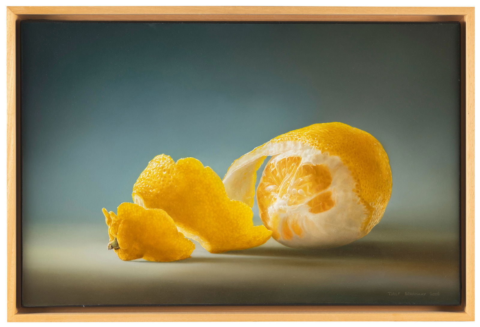 TJALF SPARNAAY (The Netherlands, 1954-), "The Lemon", 2006., Oil on canvas, 17.5” x: TJALF SPARNAAYThe Netherlands, 1954-"The Lemon", 2006. Signed and dated lower right "Tjalf Sparnaay 2006”. Signed, titled and dated on upper stretcher bar.Oil on canvas, 17.5” x 27.75̶