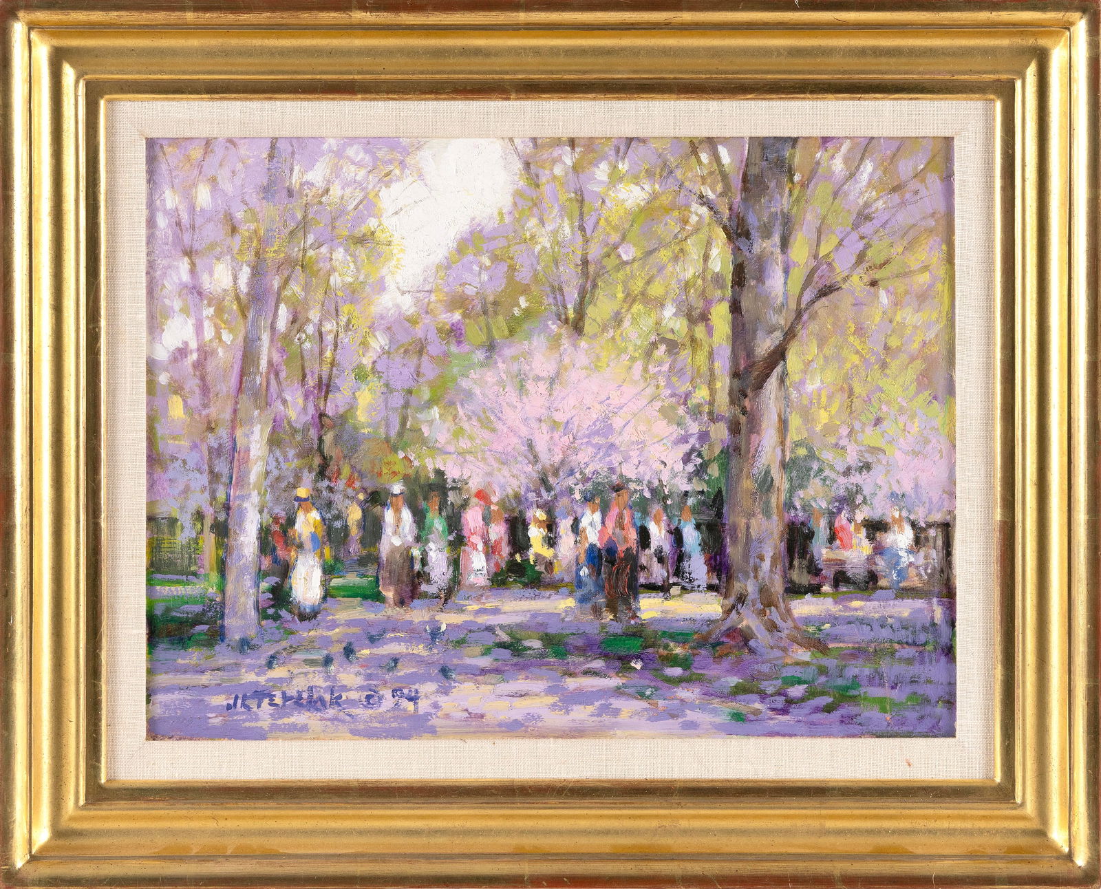 JOHN CHARLES TERELAK (New York/Massachusetts, 1942-), "A Stroll in the Park”., Oil on board, (1 of 2)