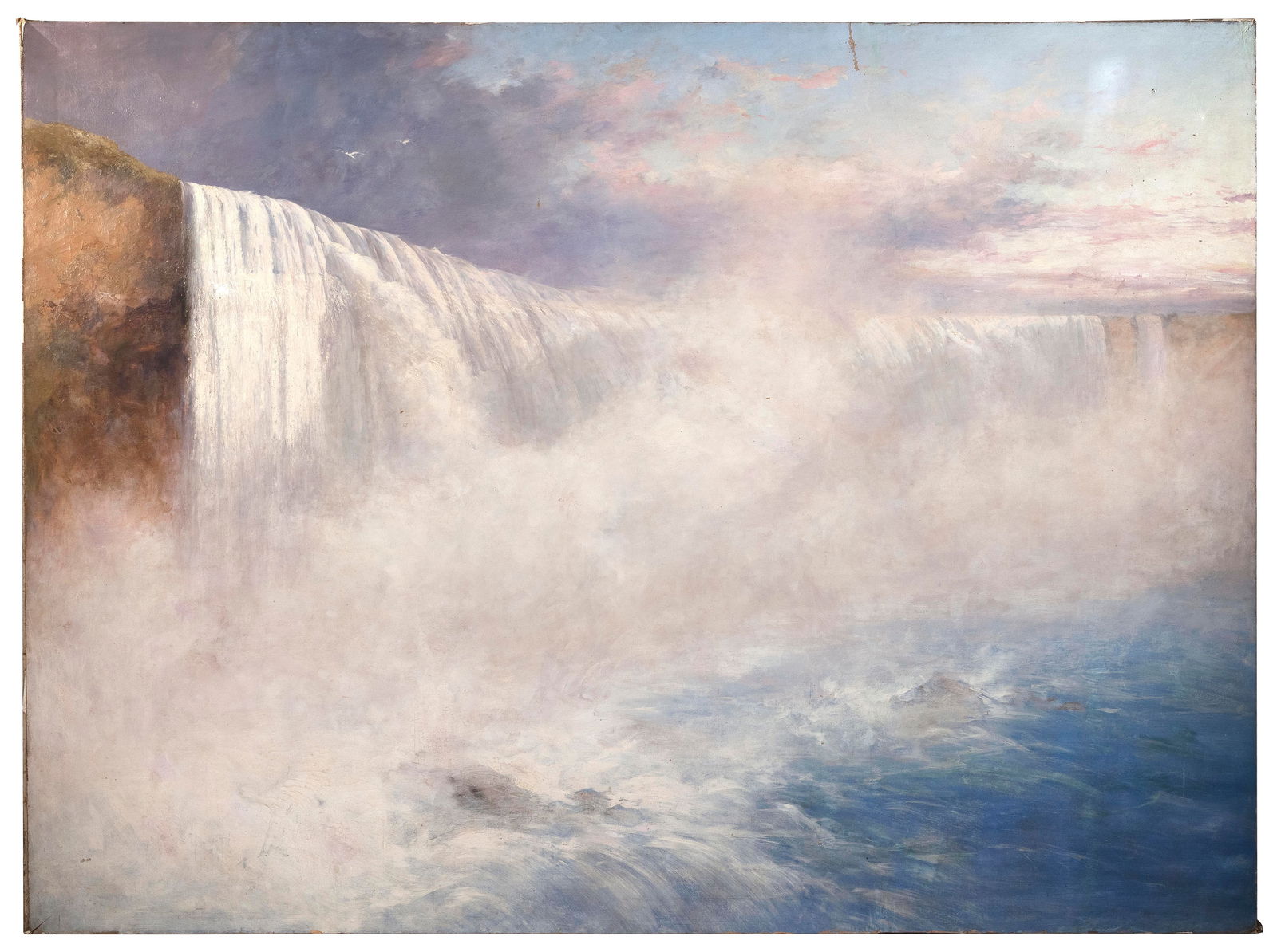 AMERICAN SCHOOL (19th Century,), Niagara Falls., Oil on canvas, 72" x 96". Unframed. (1 of 18)