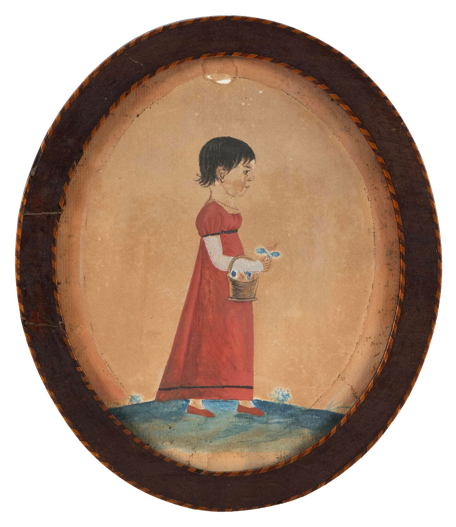 JACOB MAENTEL (Pennsylvania/Maryland/Indiana/Germany, 1763-1863), Portrait of "Aunt Bobbie" in a red (1 of 2)