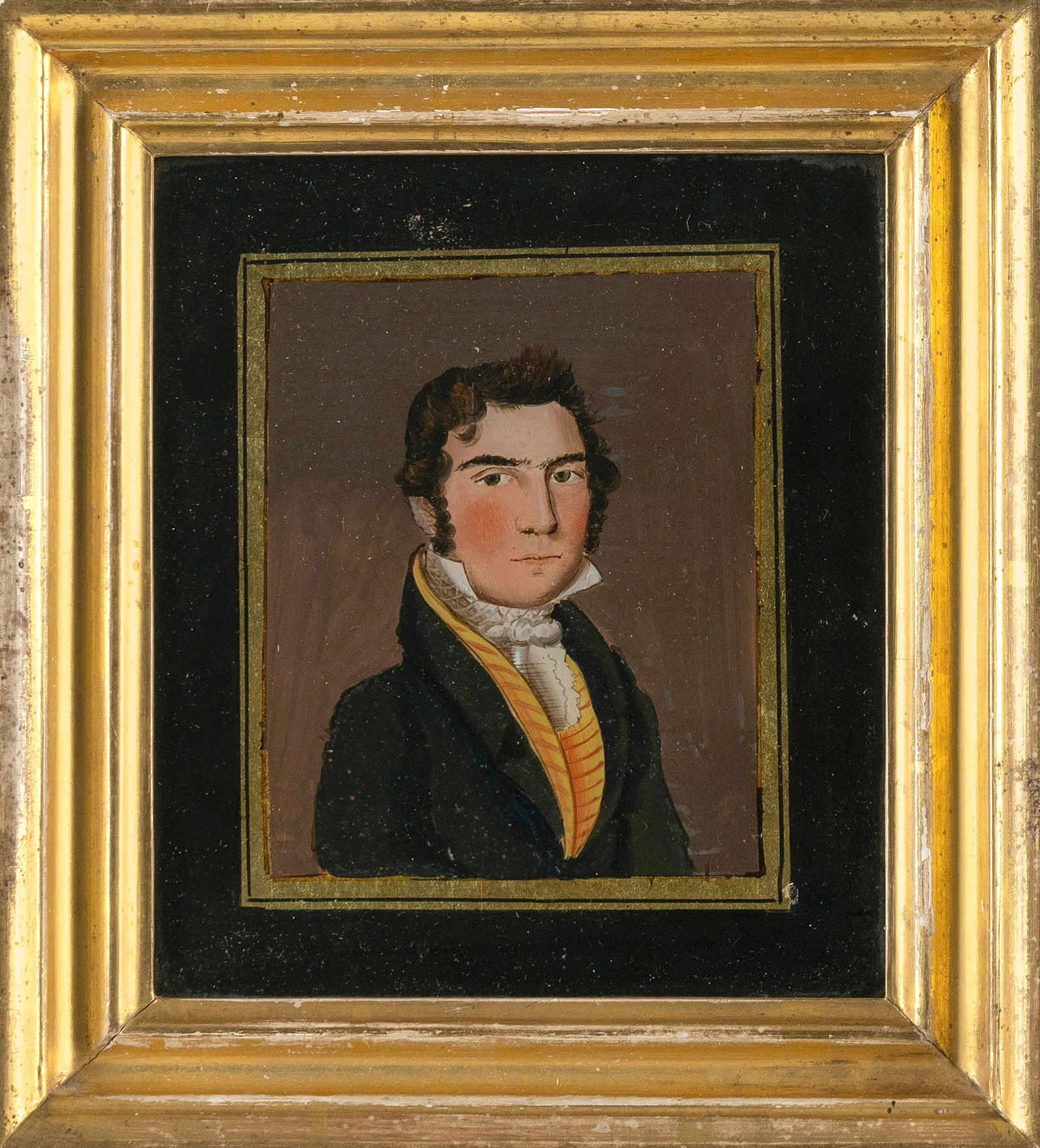 AMERICAN SCHOOL (Early 19th Century,), Portrait of George Washington Drinkwater., Reverse painting (1 of 2)
