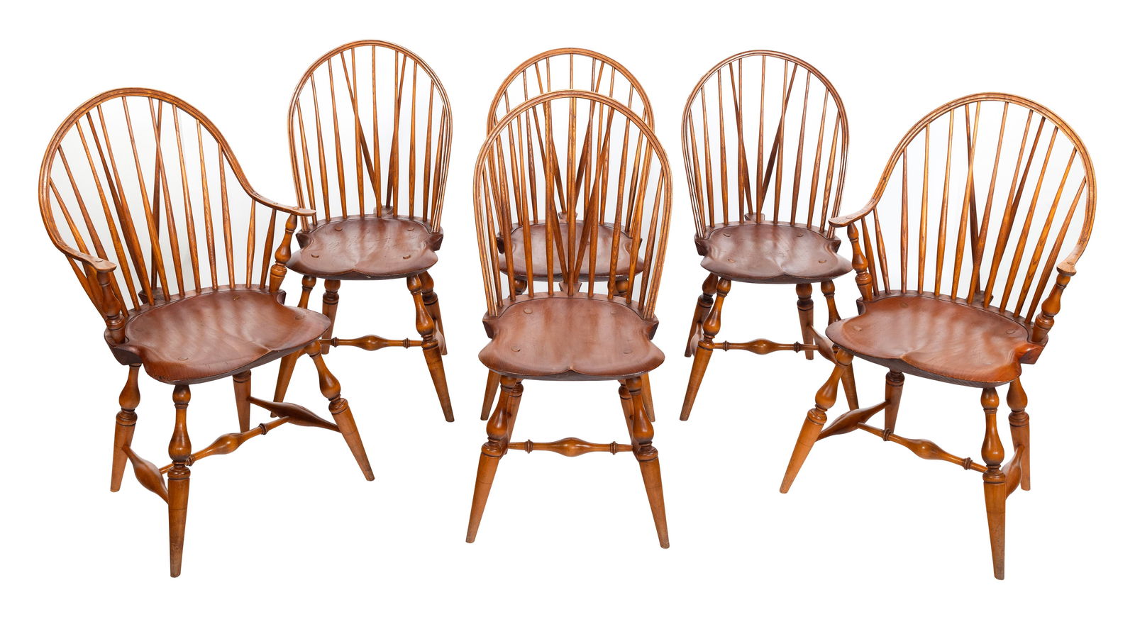 SET OF SIX WARREN CHAIR WORKS WINDSOR CHAIRS Warren, Rhode Island, 20th Century Back heights 35". (1 of 1)