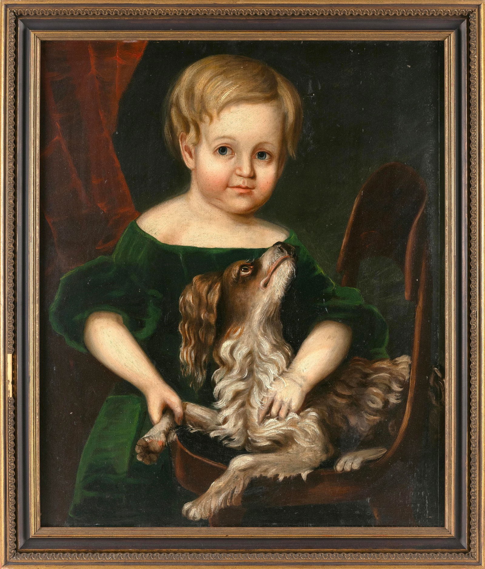 MANNER OF ALVAN FISHER (Massachusetts, 1792-1863), Portrait of a young boy with his dog., Oil on (1 of 2)