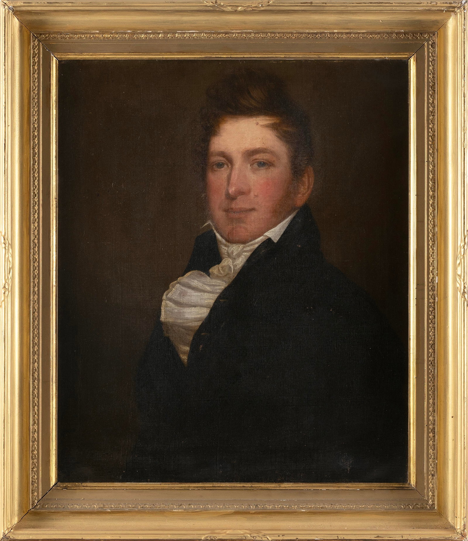 AMERICAN SCHOOL (19th Century,), Portrait of a gentleman., Oil on canvas, 24" x 20". Framed 29" x: AMERICAN SCHOOL 19th Century Portrait of a gentleman. Unsigned. Oil on canvas, 24" x 20". Framed 29" x 25".
