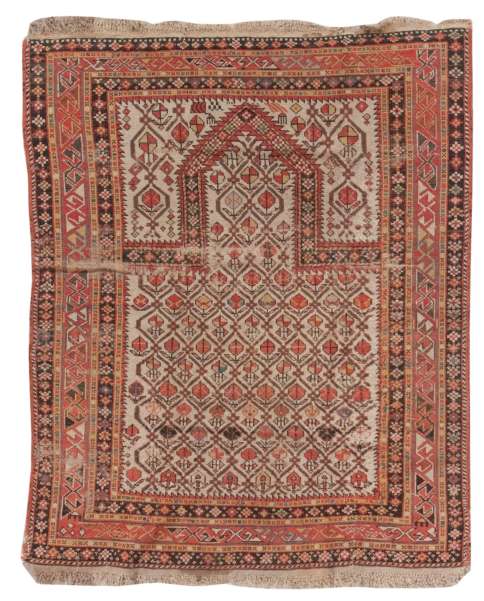 SHIRVAN PRAYER RUG: 3’9" X 4’7" Late 19th/Early 20th Century (1 of 1)
