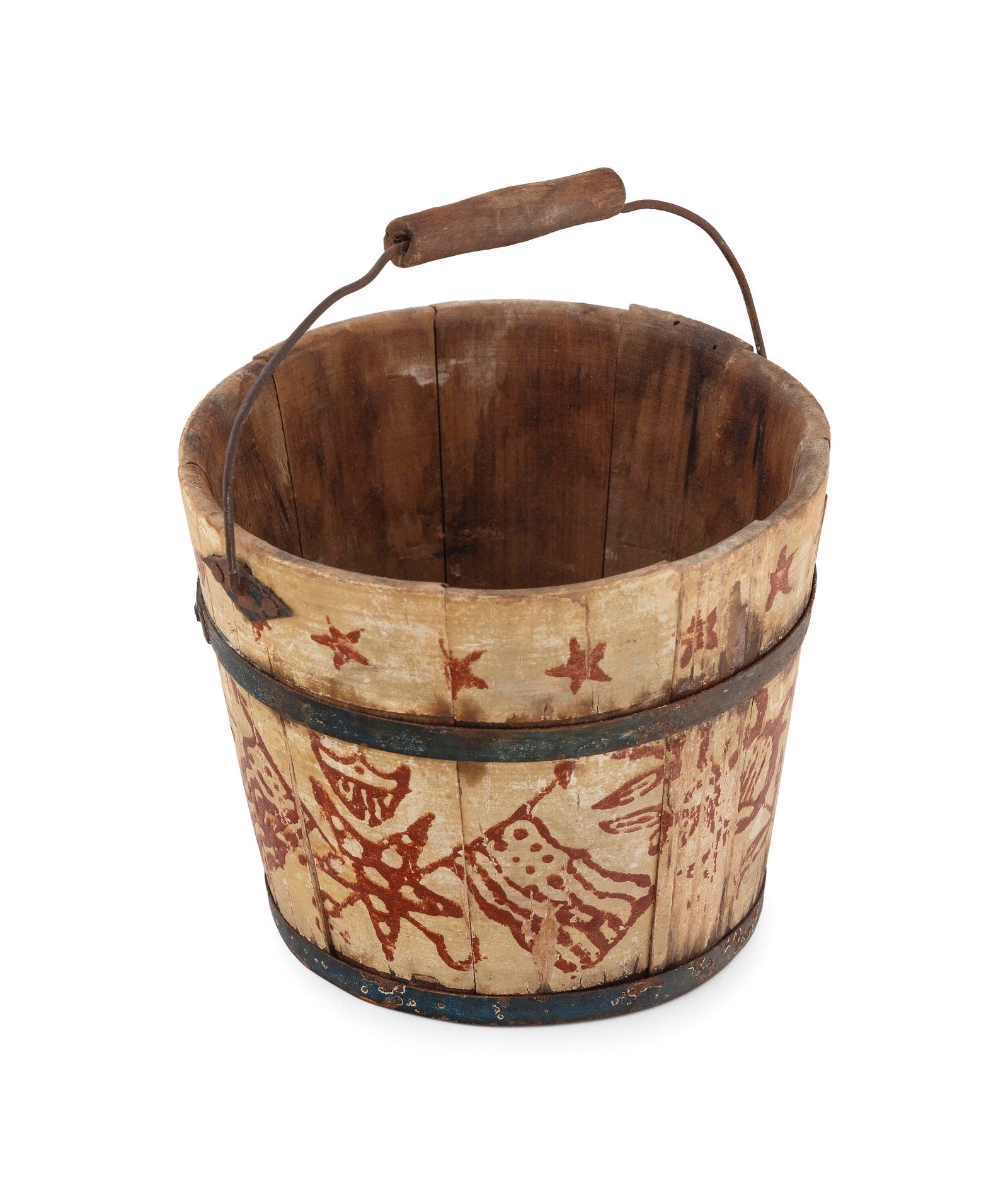 CHILD’S PAINT-DECORATED WOODEN PAIL America, Second Half of the 19th Century Pail height 4.5". (1 of 4)