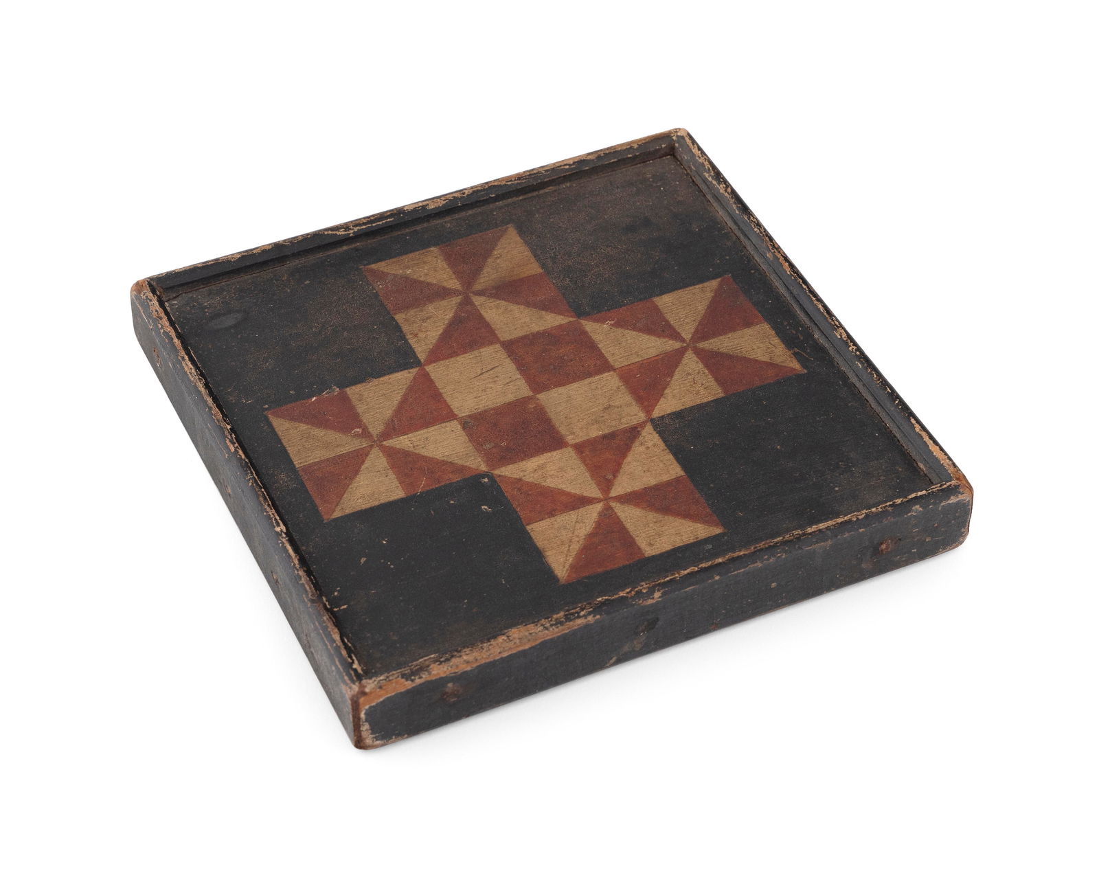 SMALL DOUBLE-SIDED GAMEBOARD 19th Century 7.25" x 7.25". (1 of 2)