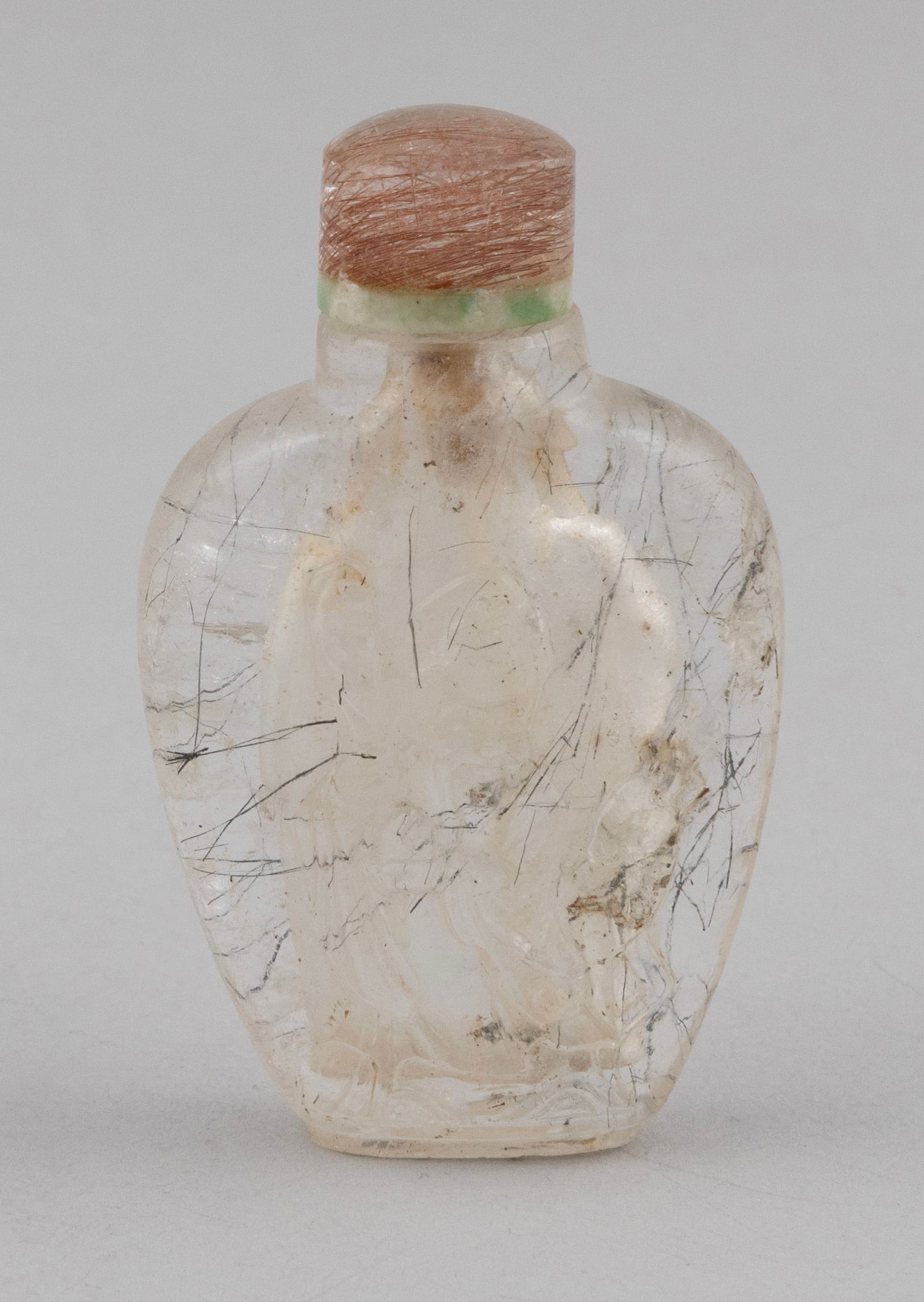 CHINESE HAIR CRYSTAL SNUFF BOTTLE 19th Century Height 2.75". (1 of 2)