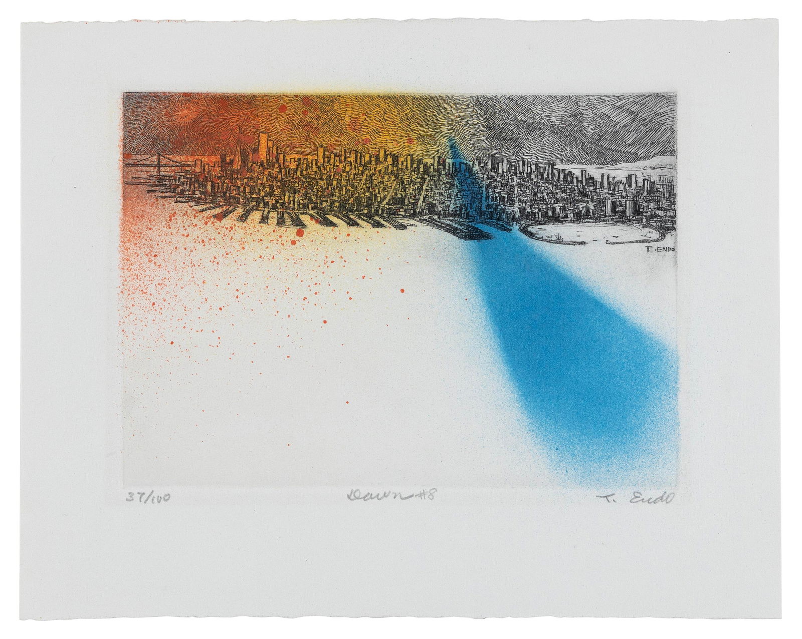 ENDO TOSHIHIRO (Japan/America, 1935-2022), "Dawn #8"., Etching on paper, 5" x 7". Matted 13" x (1 of 1)
