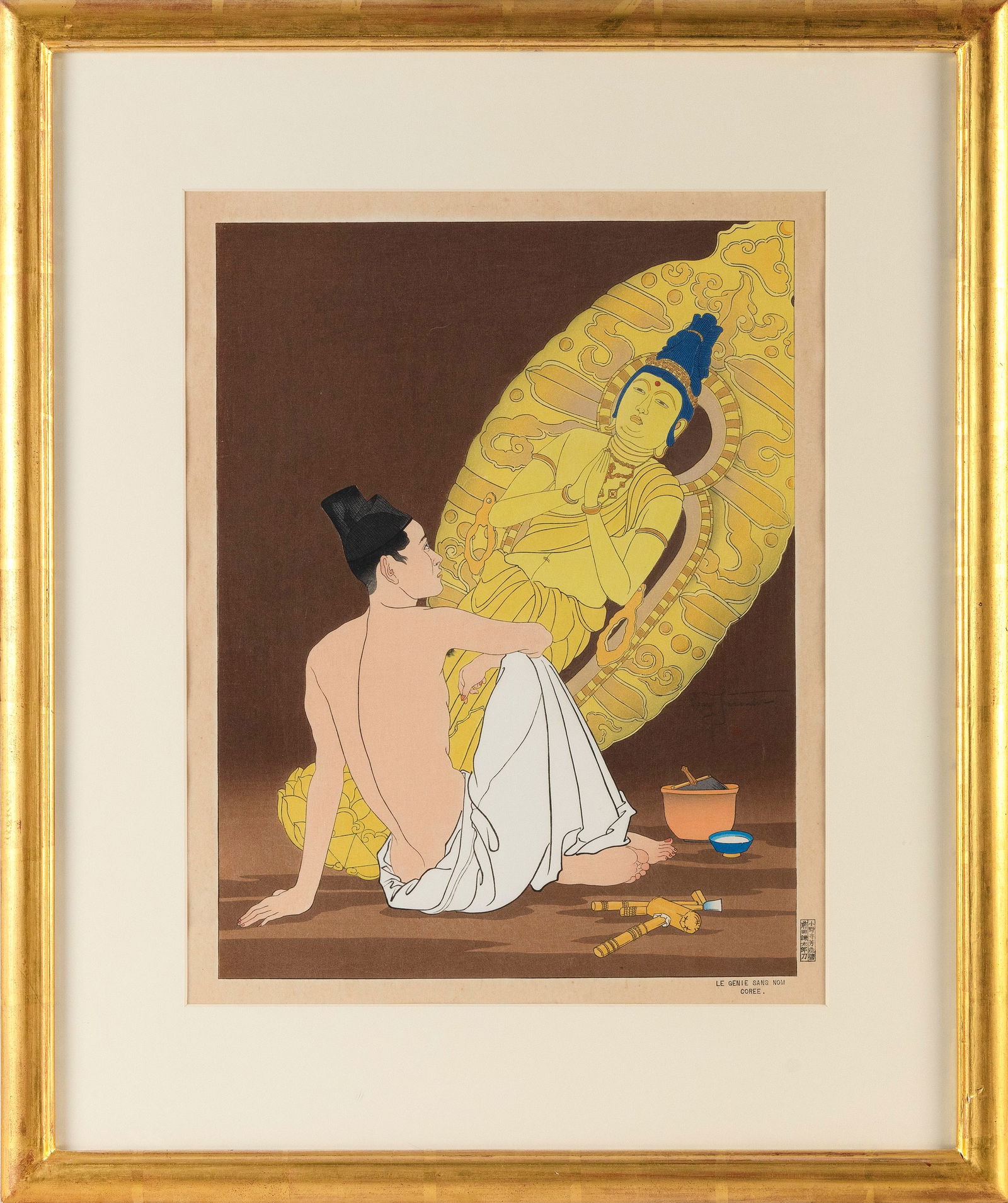 PAUL JACOULET (France/Japan, 1902-1960), Le Genie Sans Nom. Coree (#126)., Woodblock print, 16.5" x (1 of 2)