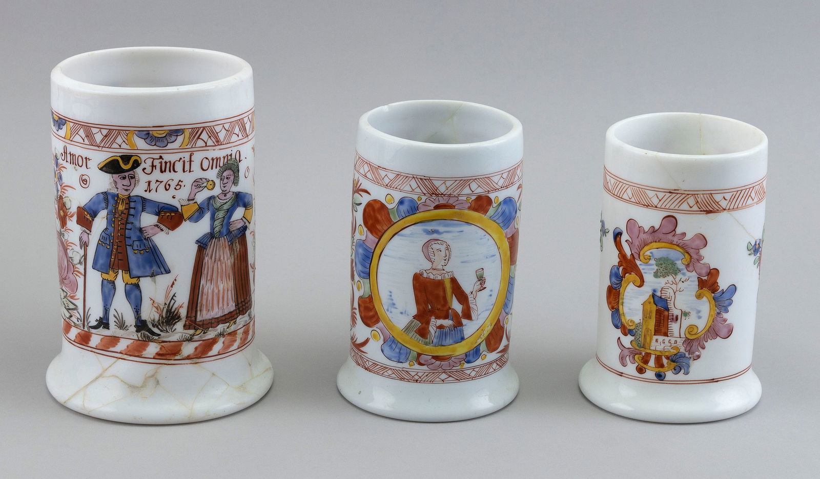 TWO BRISTOL OPALESCENT GLASS MUGS England, First Half of the 19th Century Heights from 5.5" to (1 of 3)