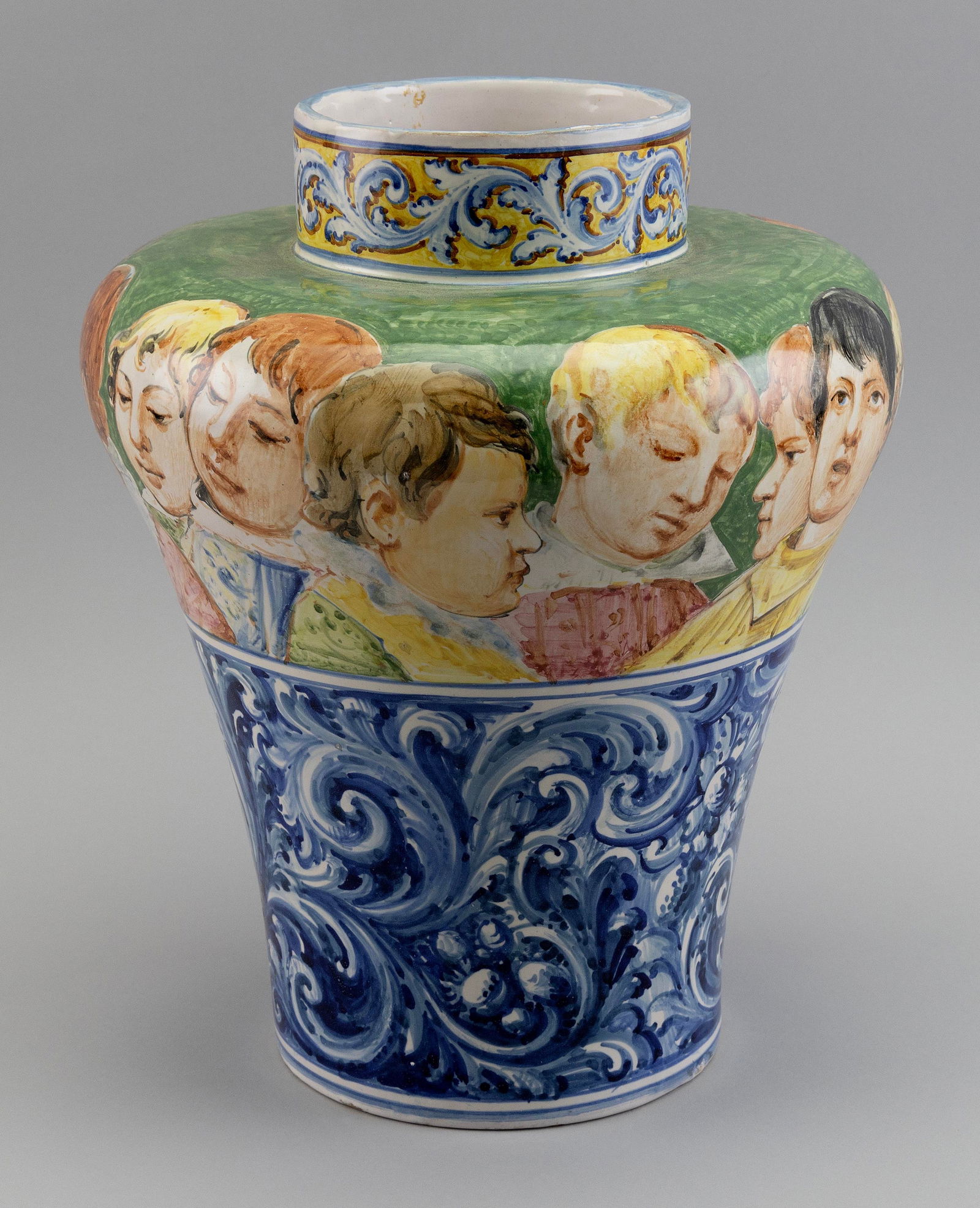 FAIENCE-STYLE CERAMIC JAR Italian, Contemporary Height 13". (1 of 4)
