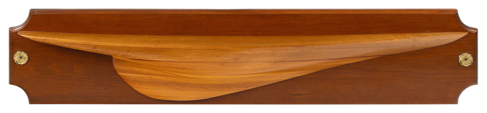 MOUNTED HALF HULL MODEL OF A SAILBOAT Early 20th Century Length 47". (1 of 1)