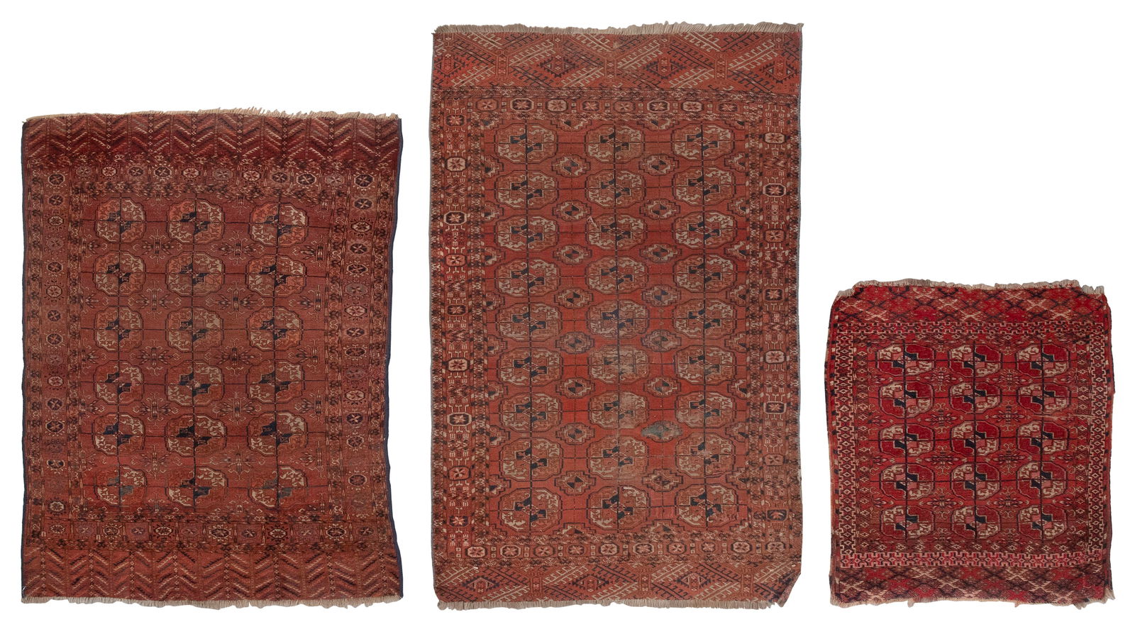 THREE BOKHARA CARPETS: FROM 3'2" X 3'8" TO 3'6" X 5'8" Early to Mid-20th Century (1 of 1)