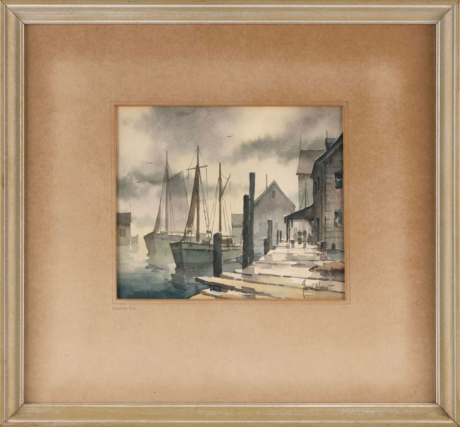 JOHN CUTHBERT HARE (Massachusetts/Florida, 1908-1978), "Incoming Fog"., Watercolor on paper, 6.5" x (1 of 2)