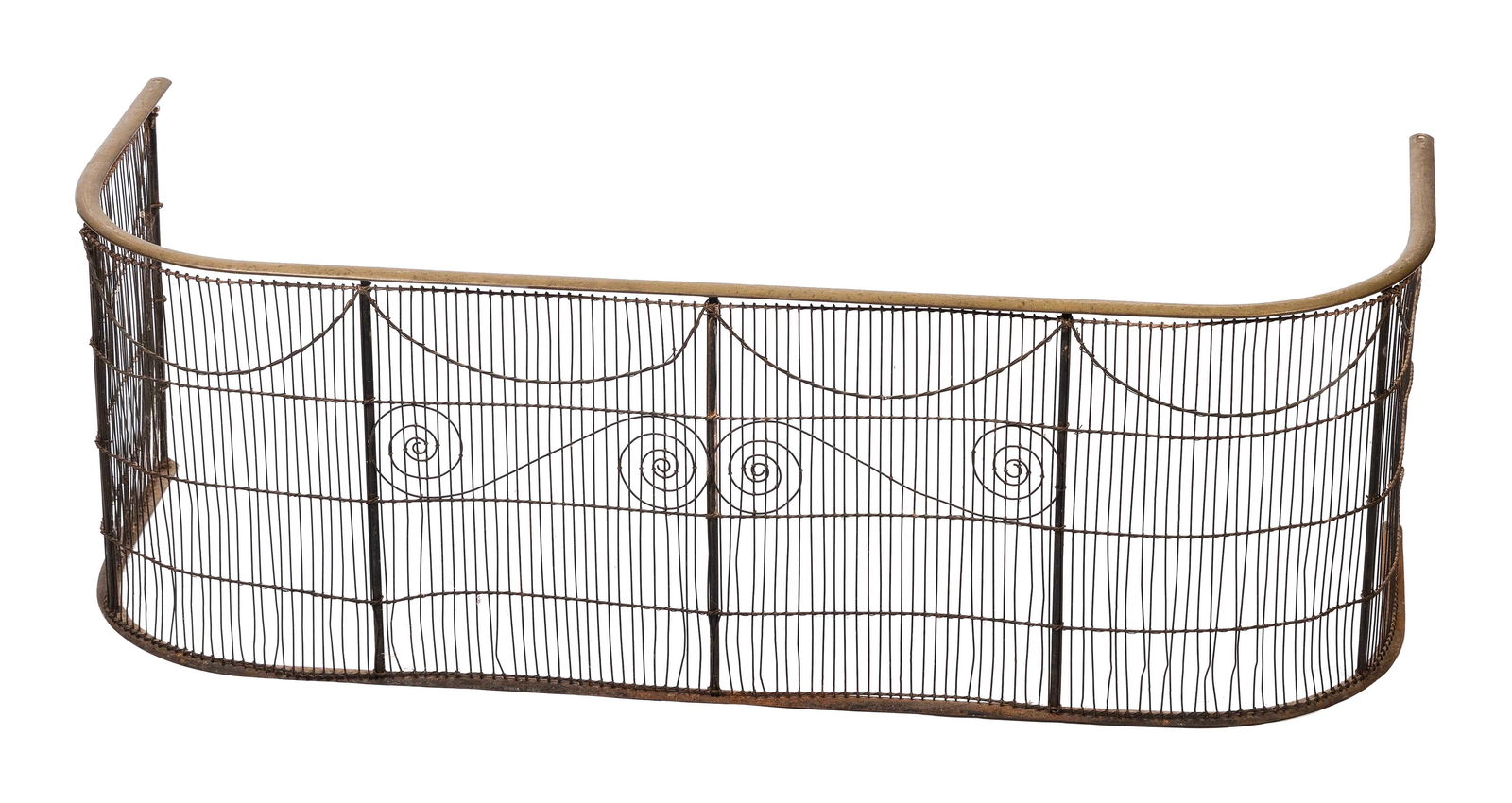 BRASS AND WIRE FIREPLACE FENDER Circa 1800 (1 of 1)