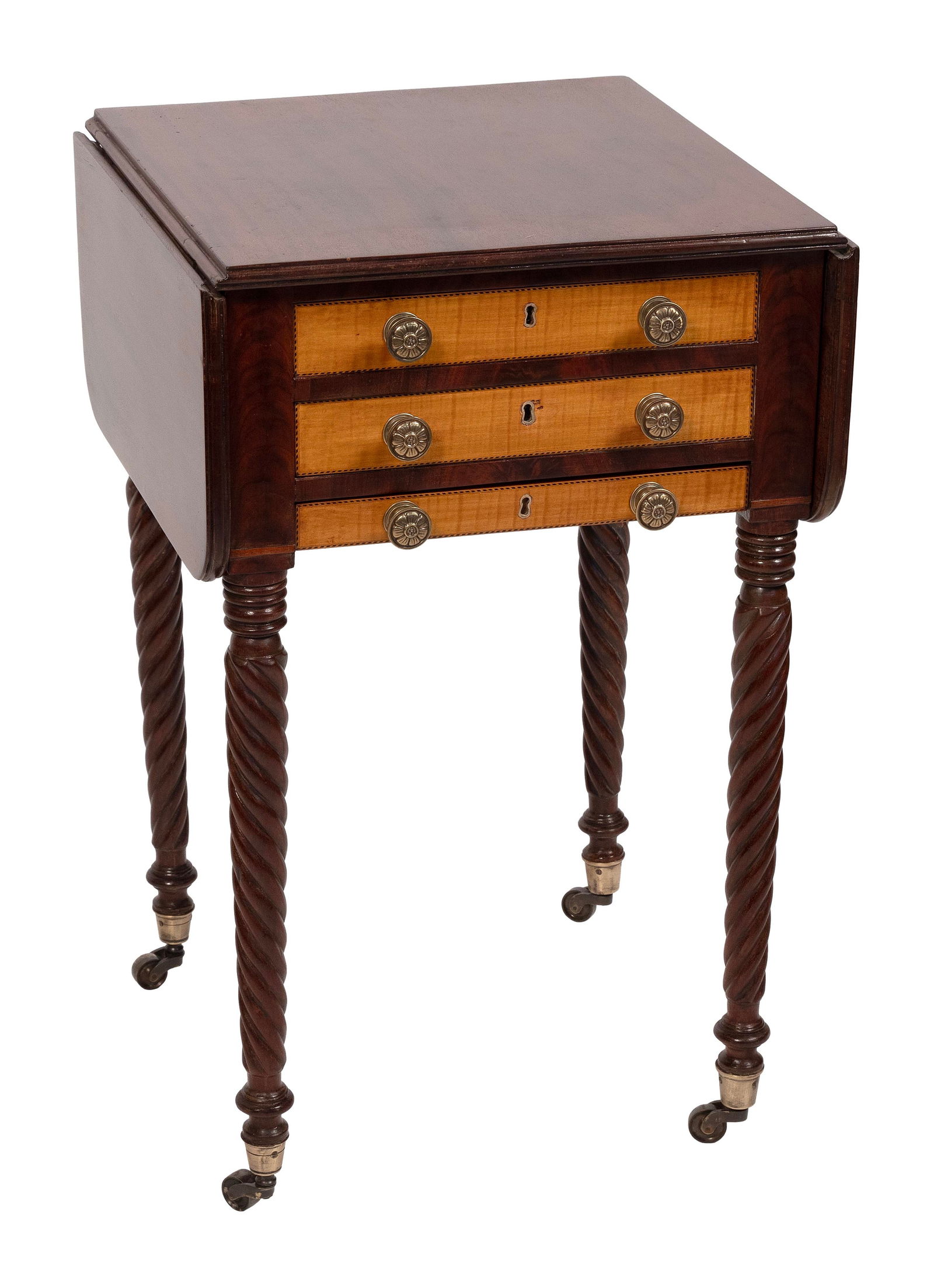 SHERATON DROP-LEAF STAND 19th Century Height 30". Width 17.5" plus two 9" drop leaves. Depth 18.5". (1 of 2)