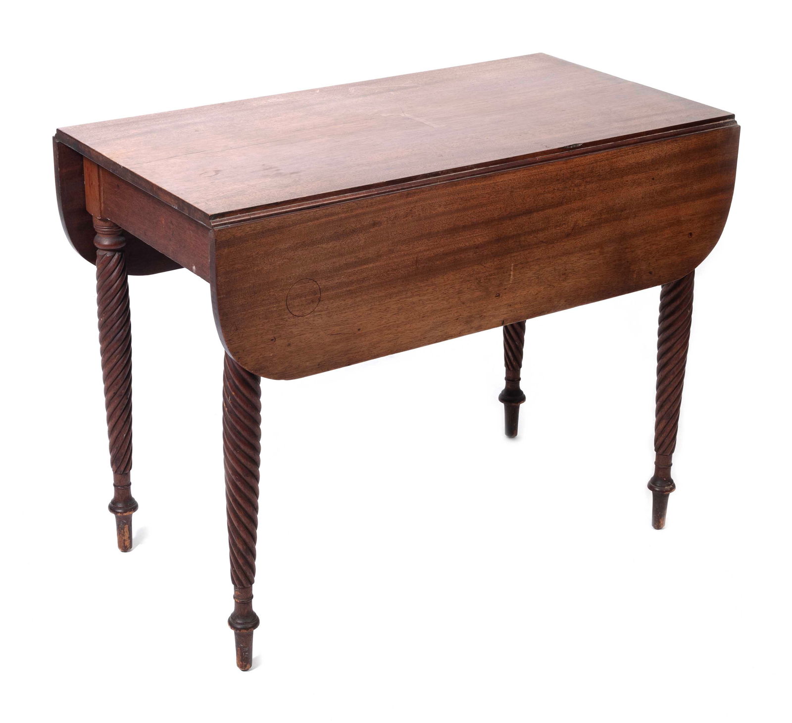 SHERATON DROP-LEAF TABLE Massachusetts, Circa 1810 Height 28". Length 20" plus two 9.5" drop leaves. (1 of 1)